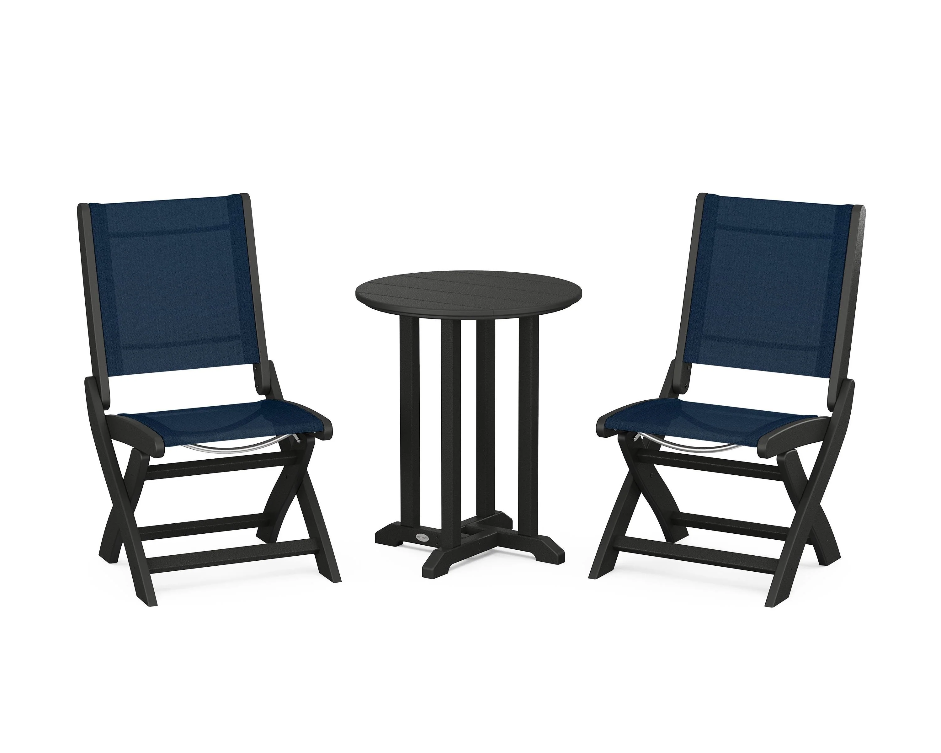 Coastal Folding Side Chair 3-Piece Round Bistro Dining Set - Image 30