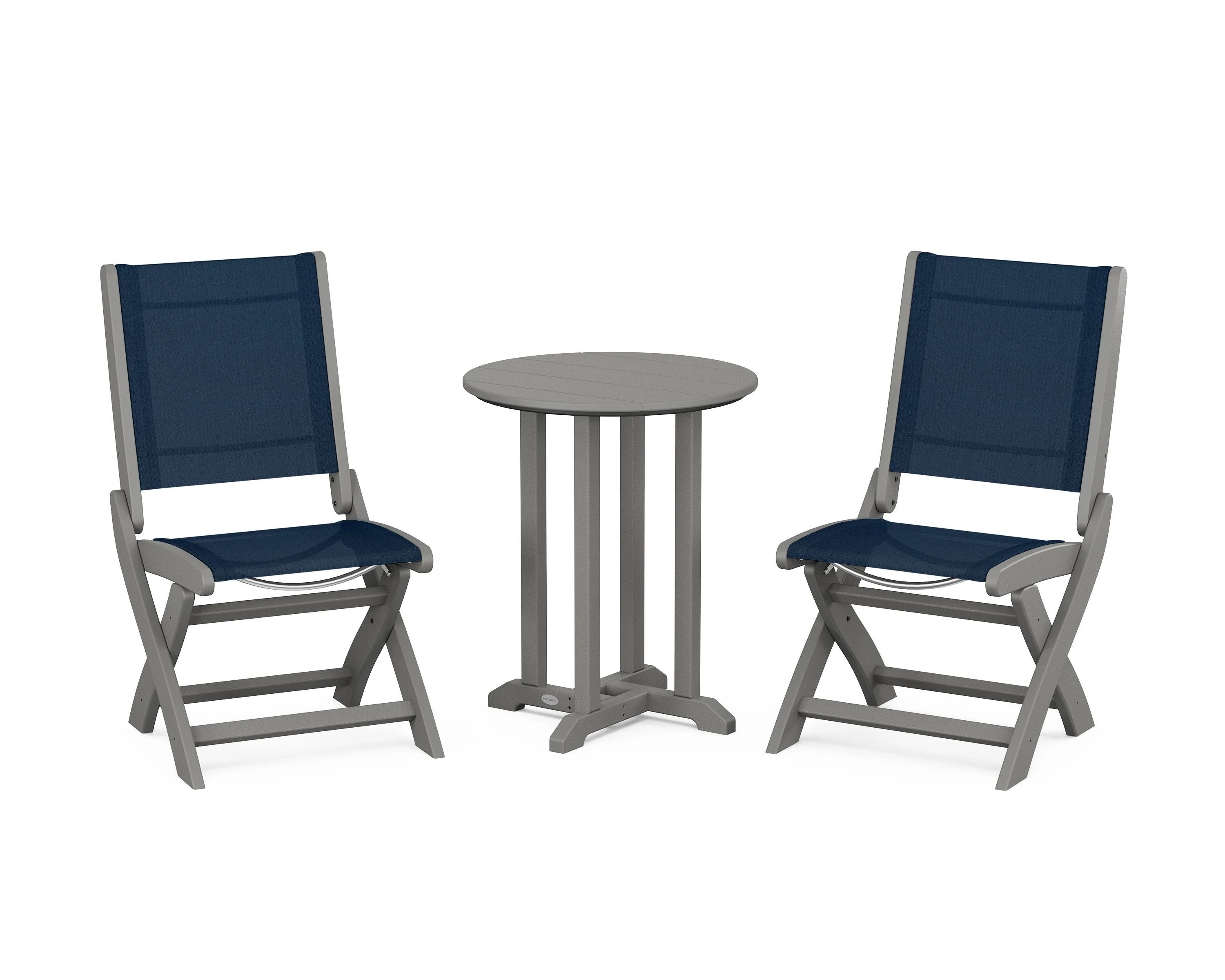 Coastal Folding Side Chair 3-Piece Round Bistro Dining Set - Image 32