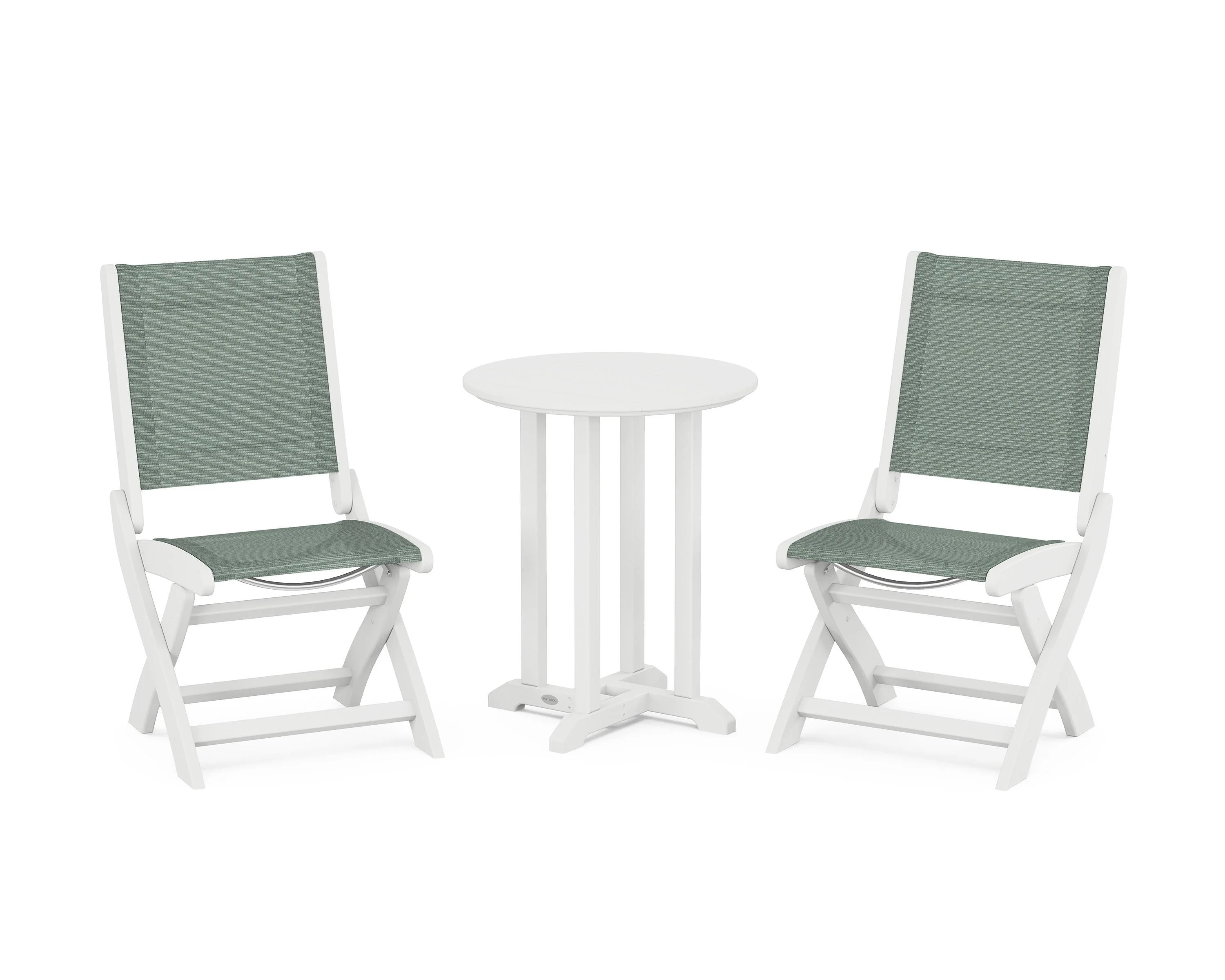 Coastal Folding Side Chair 3-Piece Round Bistro Dining Set - Image 33