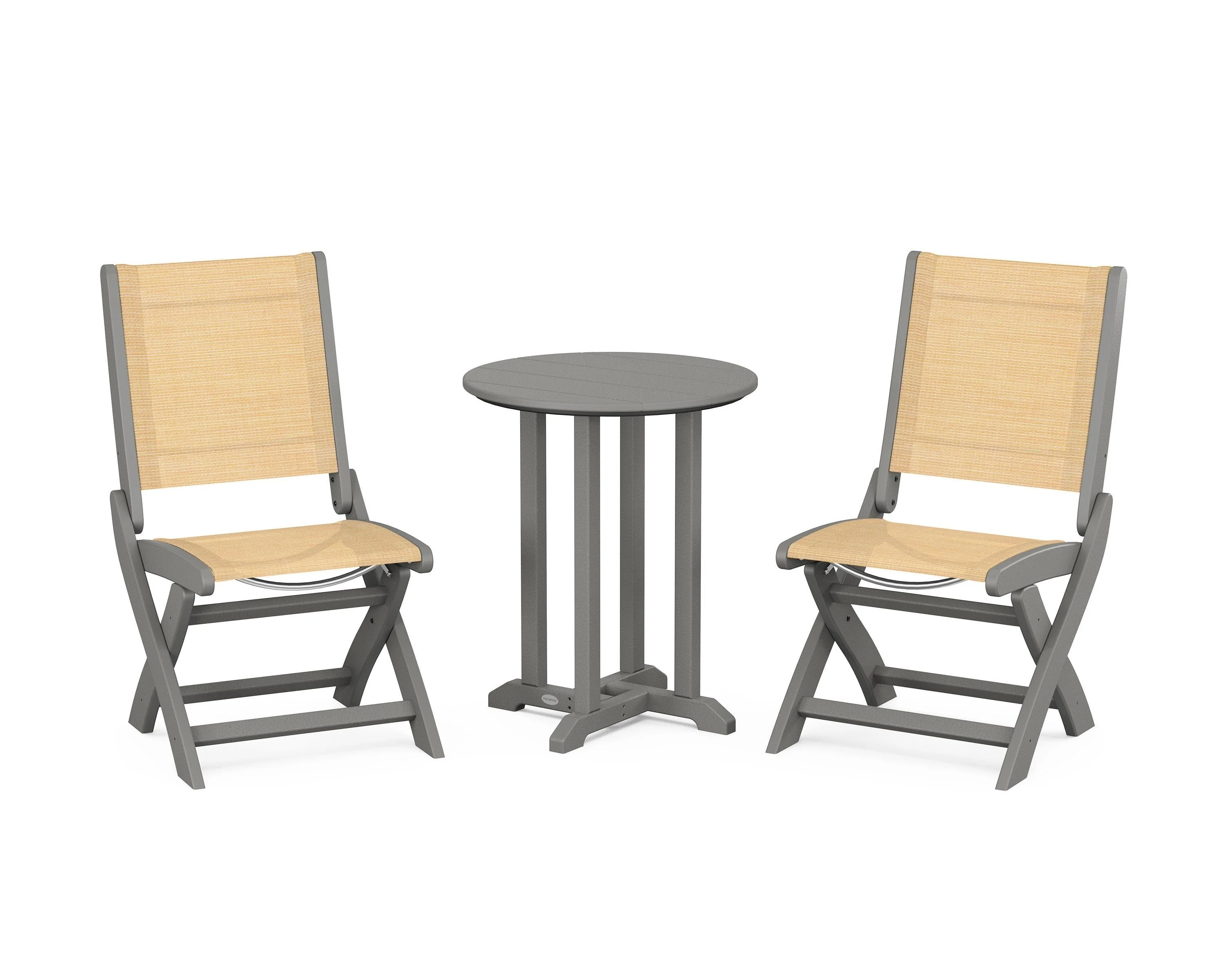 Coastal Folding Side Chair 3-Piece Round Bistro Dining Set - Image 36