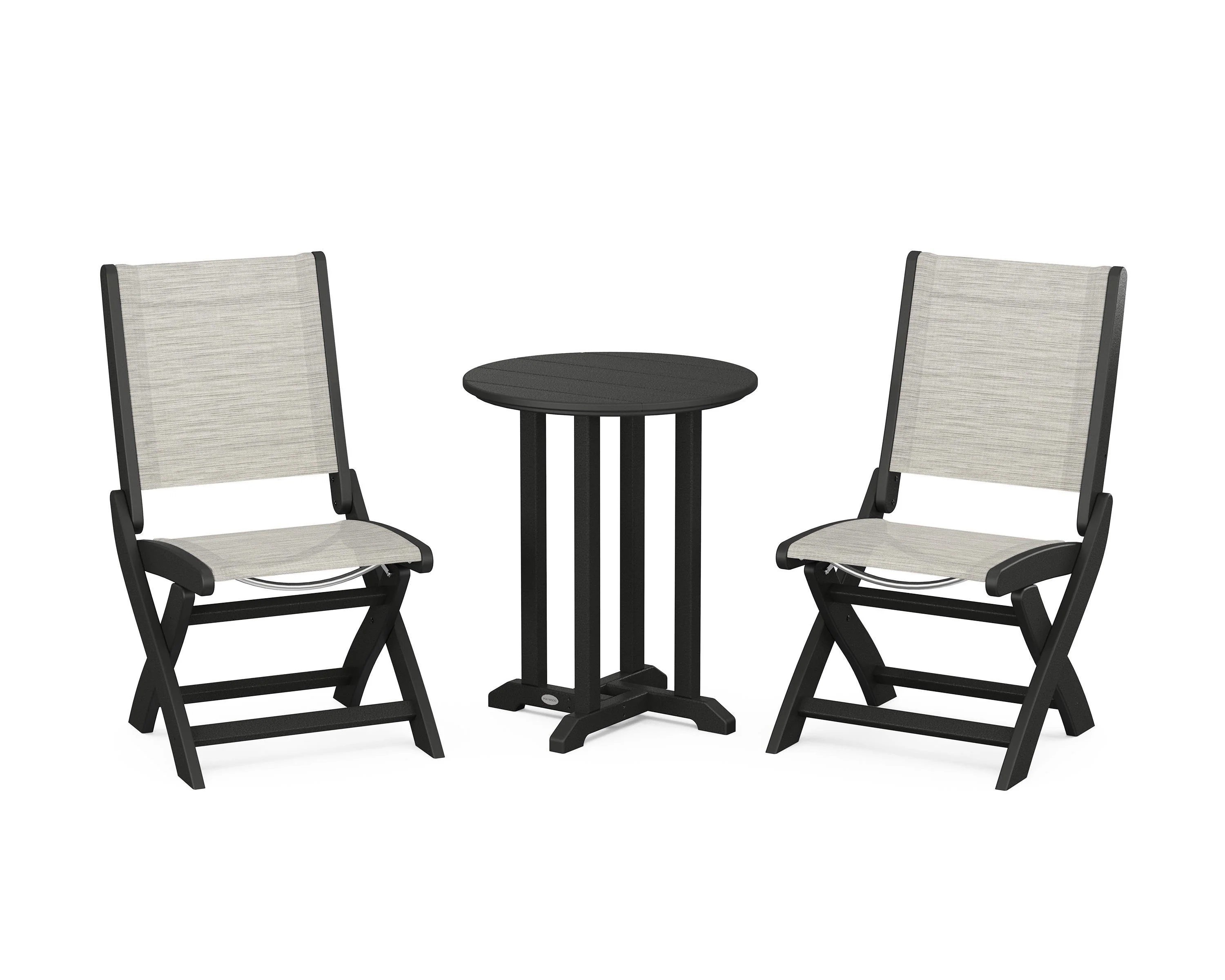 Coastal Folding Side Chair 3-Piece Round Bistro Dining Set - Image 40