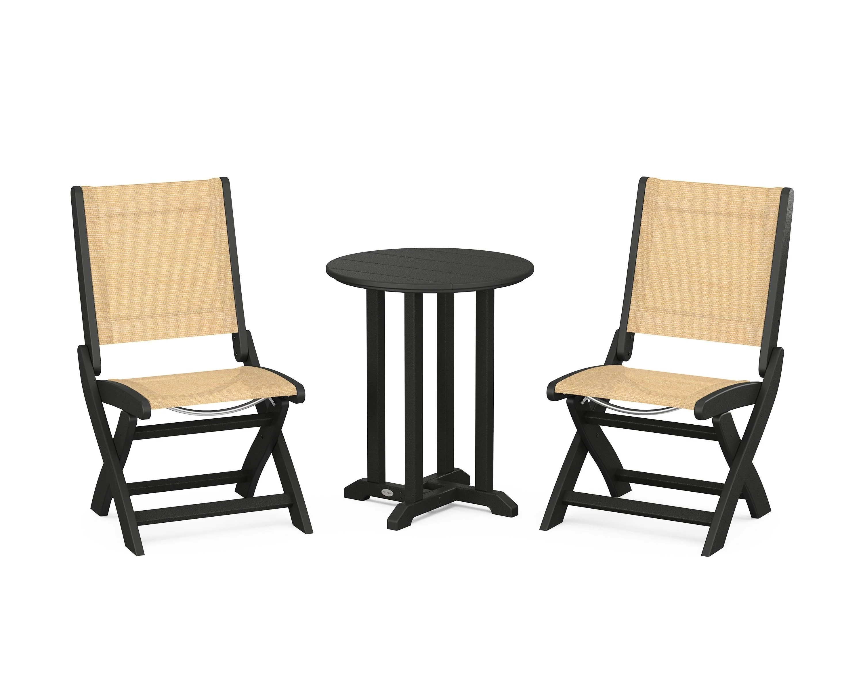 Coastal Folding Side Chair 3-Piece Round Bistro Dining Set - Image 42