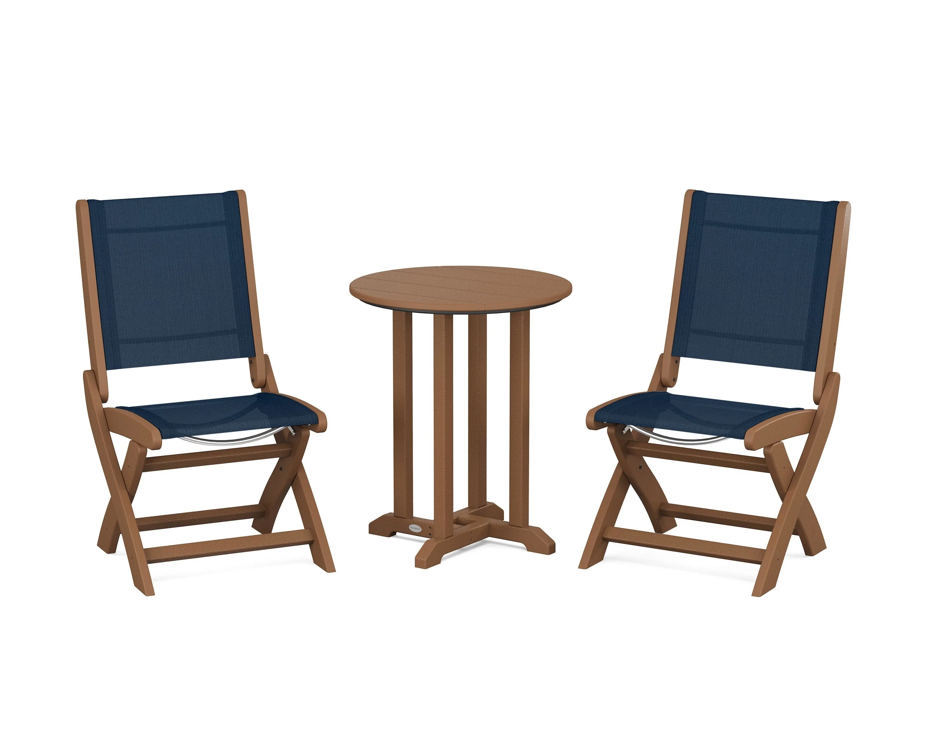 Coastal Folding Side Chair 3-Piece Round Bistro Dining Set - Image 7