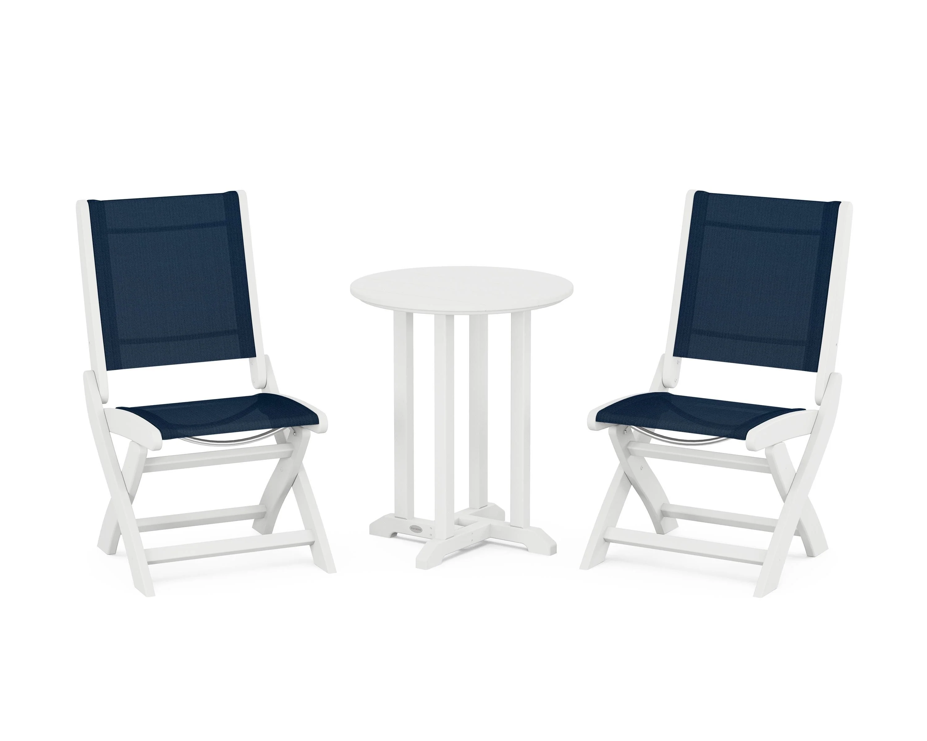 Coastal Folding Side Chair 3-Piece Round Bistro Dining Set - Image 70