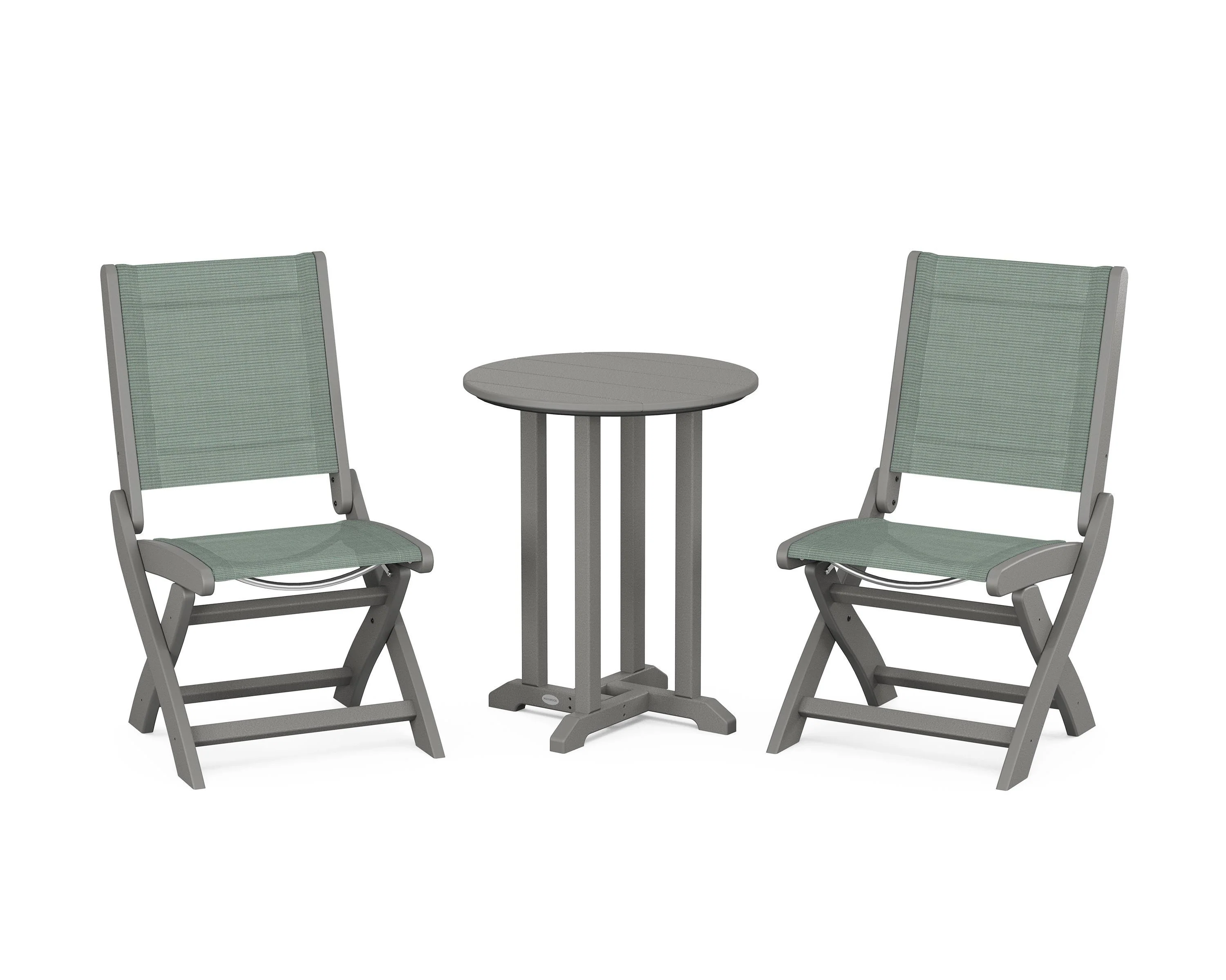 Coastal Folding Side Chair 3-Piece Round Bistro Dining Set - Image 8