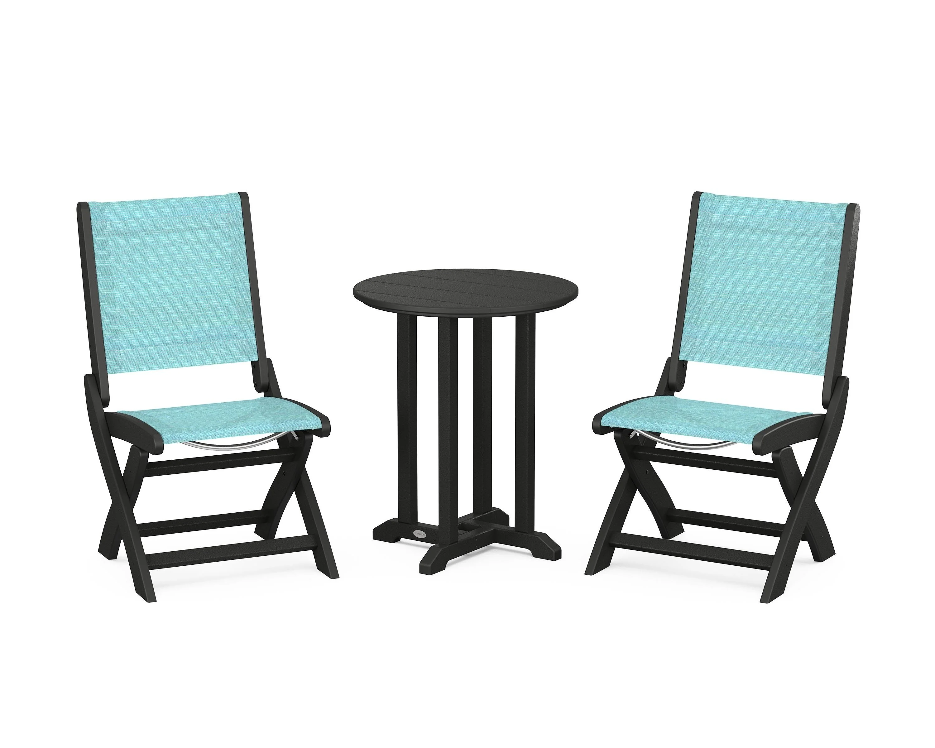 Coastal Folding Side Chair 3-Piece Round Bistro Dining Set - Image 84