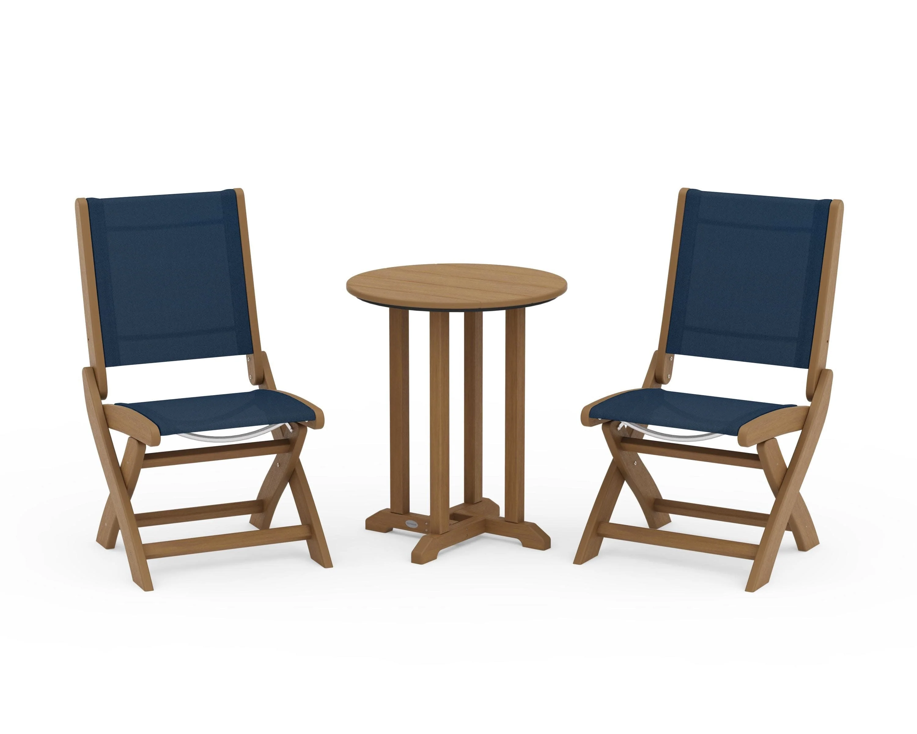 Coastal Folding Side Chair 3-Piece Round Bistro Dining Set - Image 89