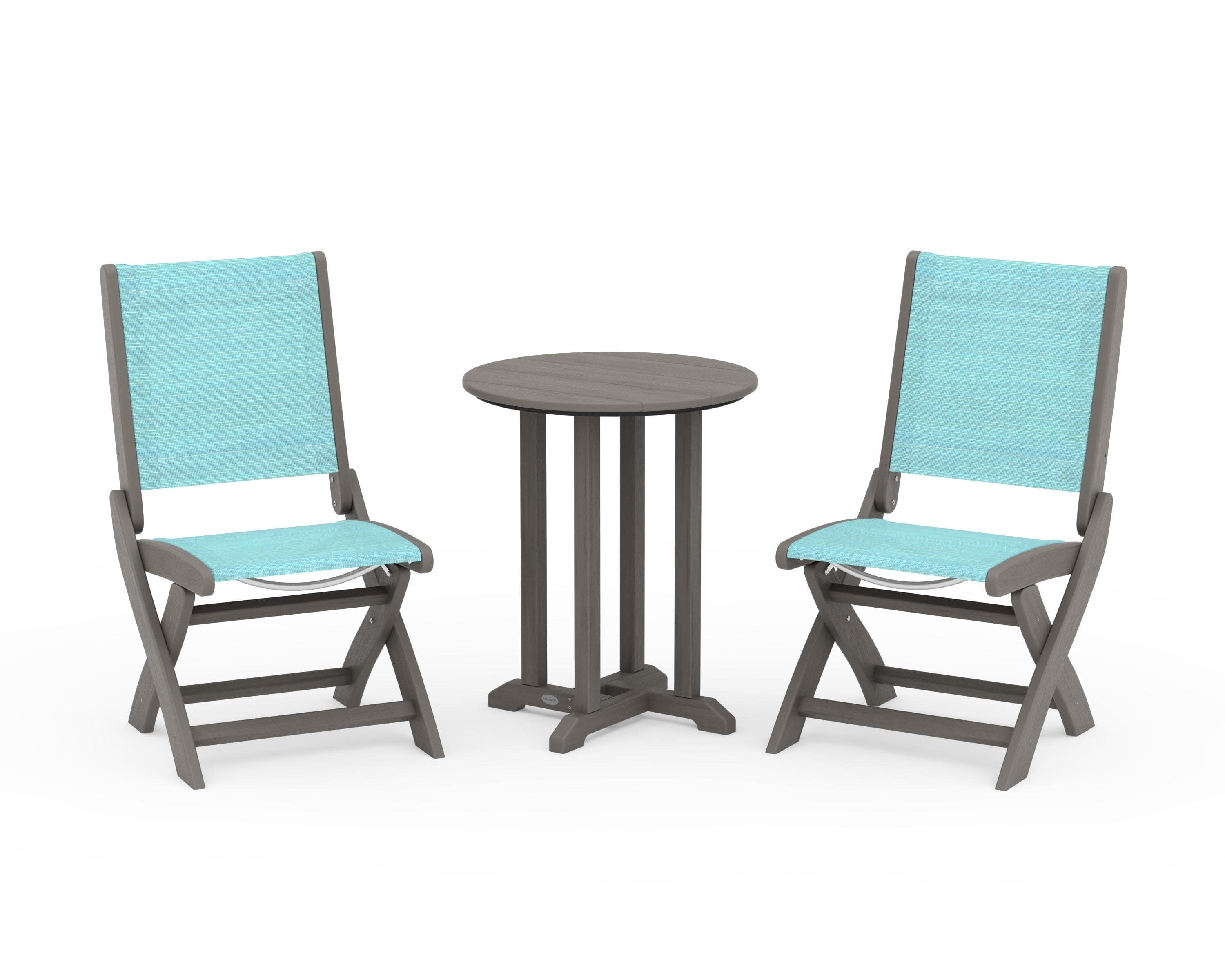 Coastal Folding Side Chair 3-Piece Round Bistro Dining Set - Image 96
