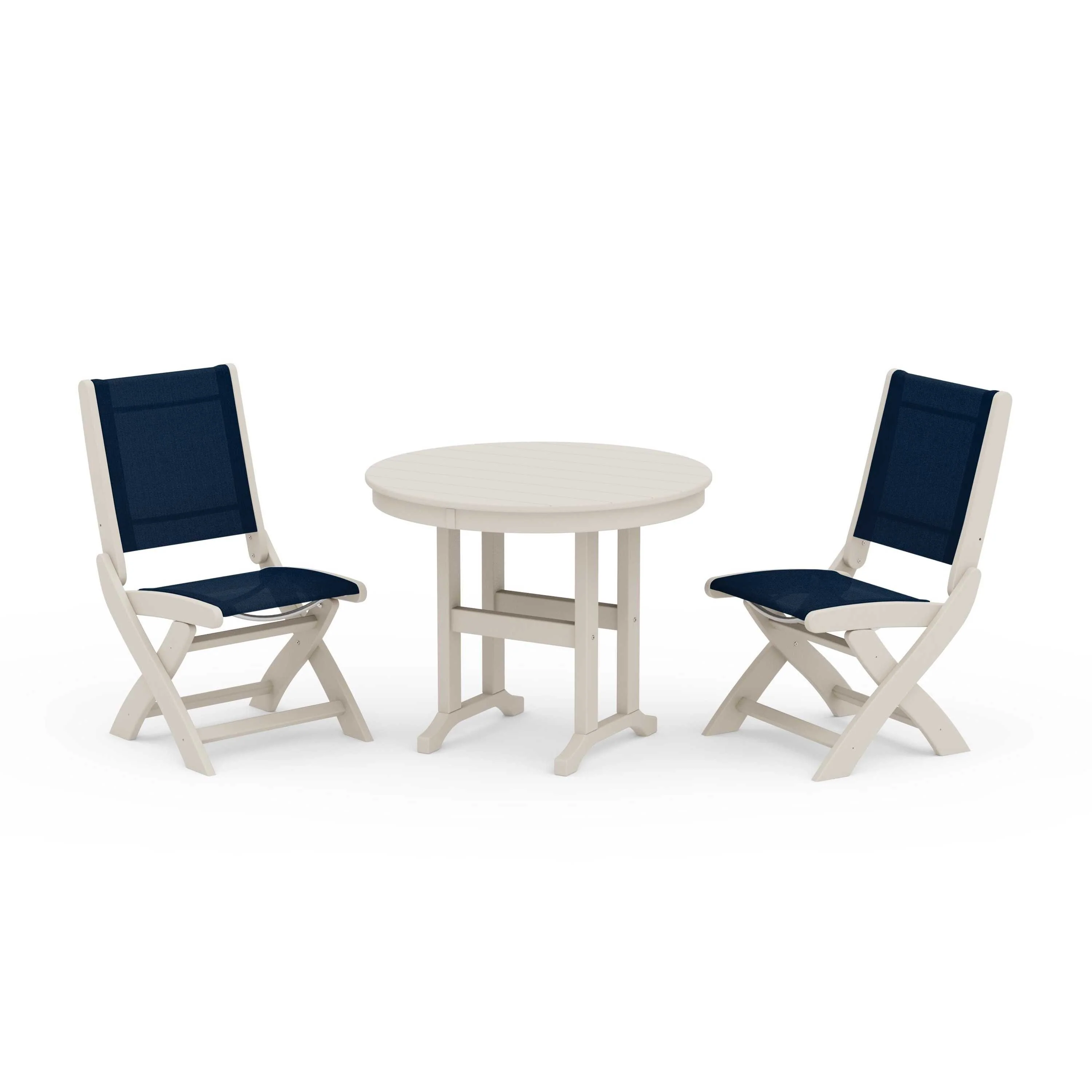 Coastal Folding Side Chair 3-Piece Round Dining Set - Image 37