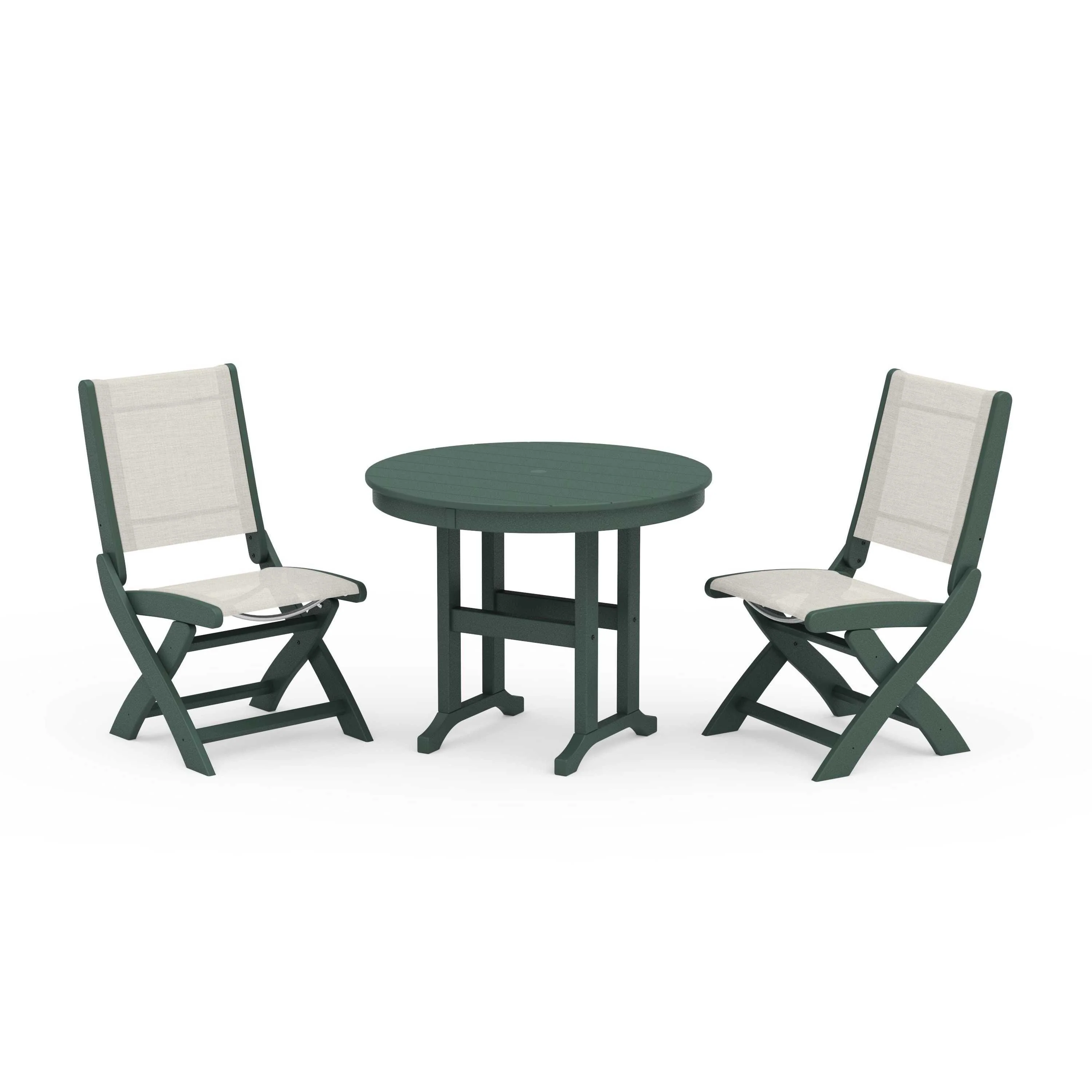 Coastal Folding Side Chair 3-Piece Round Dining Set - Image 9