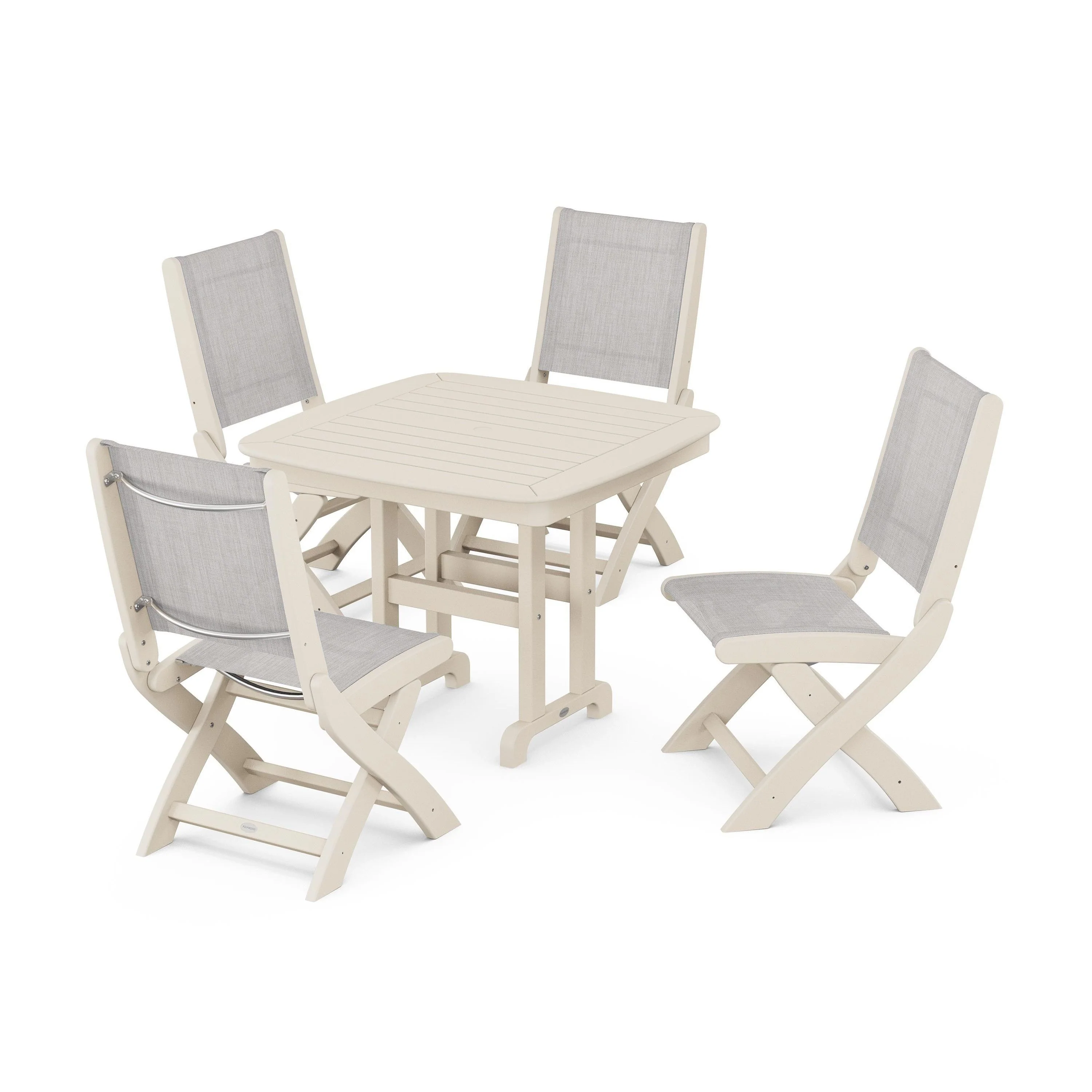 Coastal Folding Side Chair 5-Piece Dining Set - Image 16