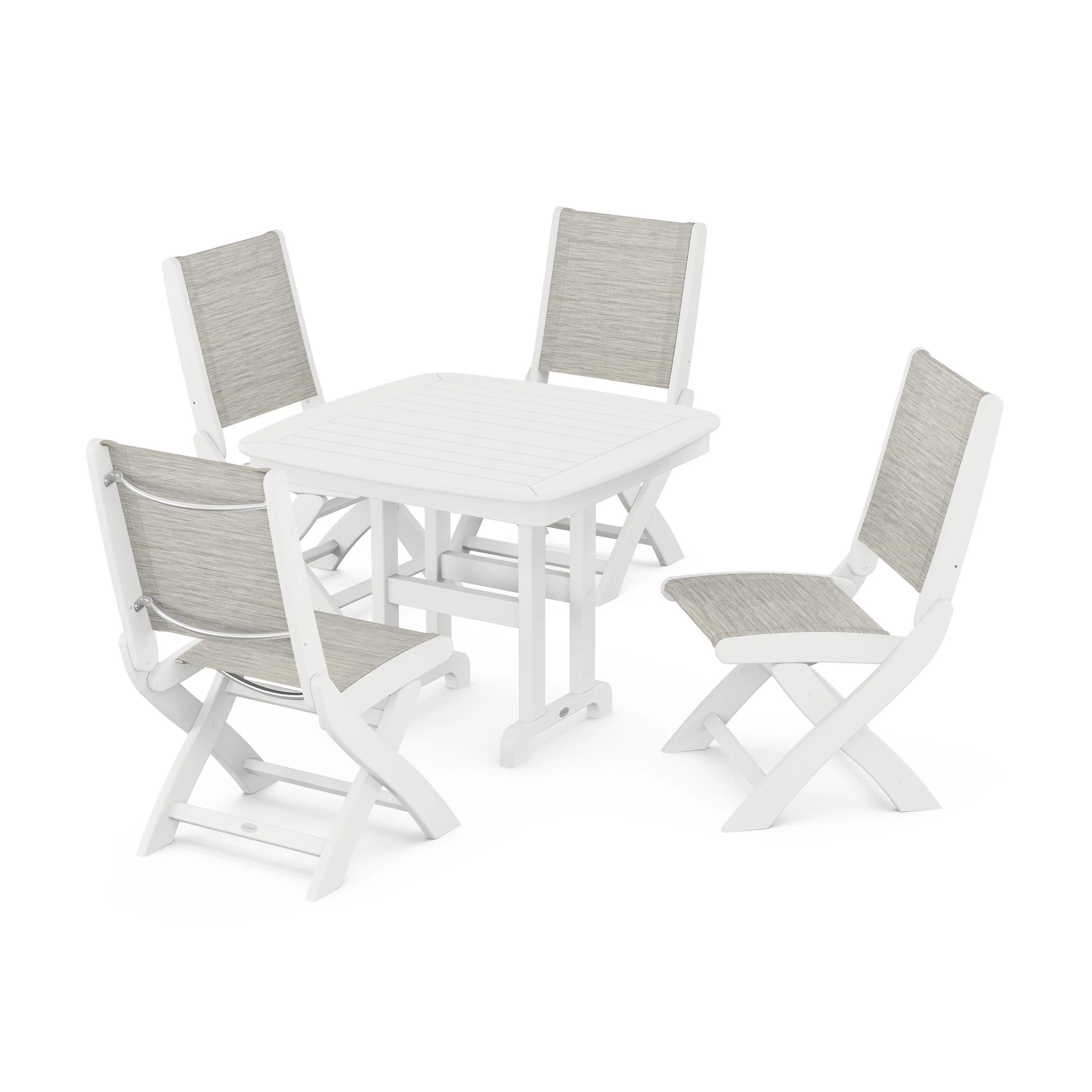 Coastal Folding Side Chair 5-Piece Dining Set - Image 19
