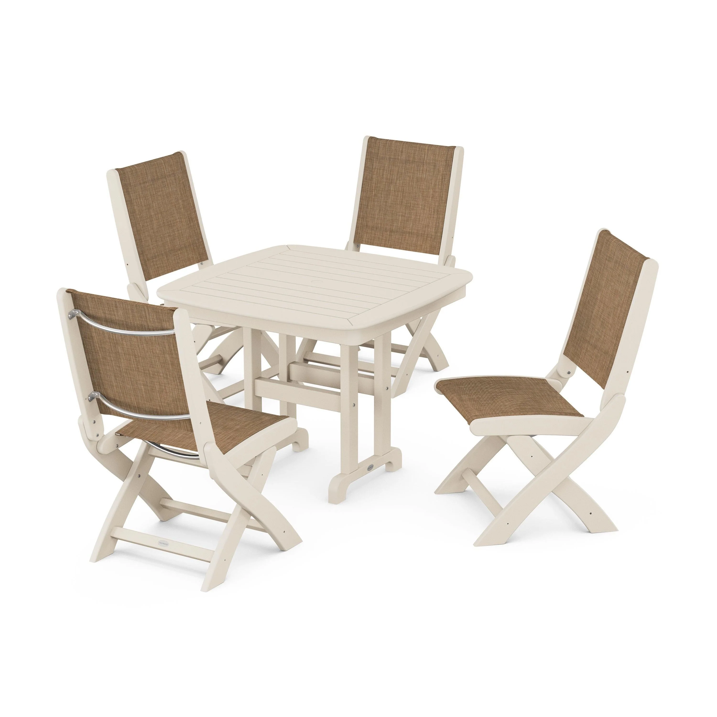 Coastal Folding Side Chair 5-Piece Dining Set - Image 3