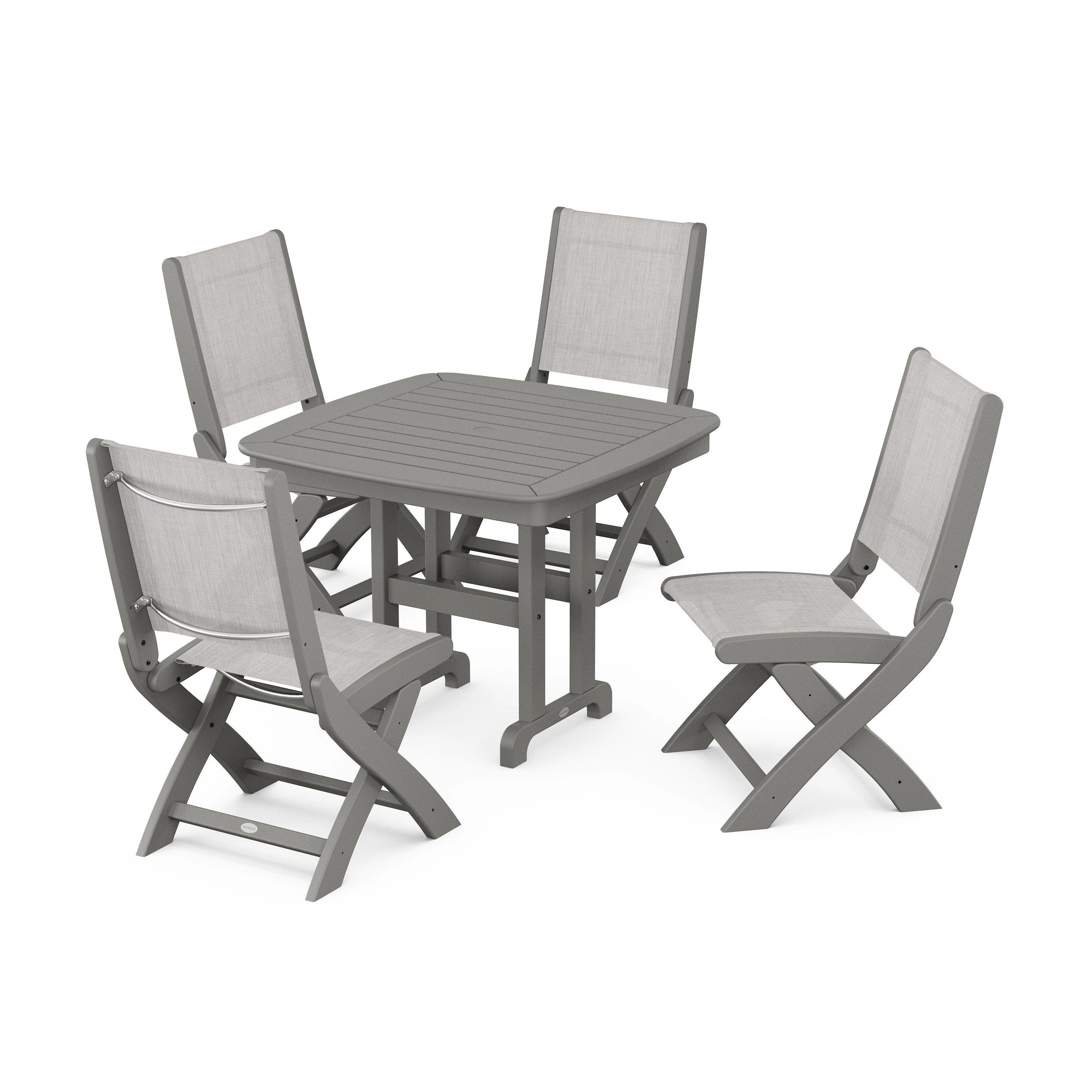 Coastal Folding Side Chair 5-Piece Dining Set - Image 33