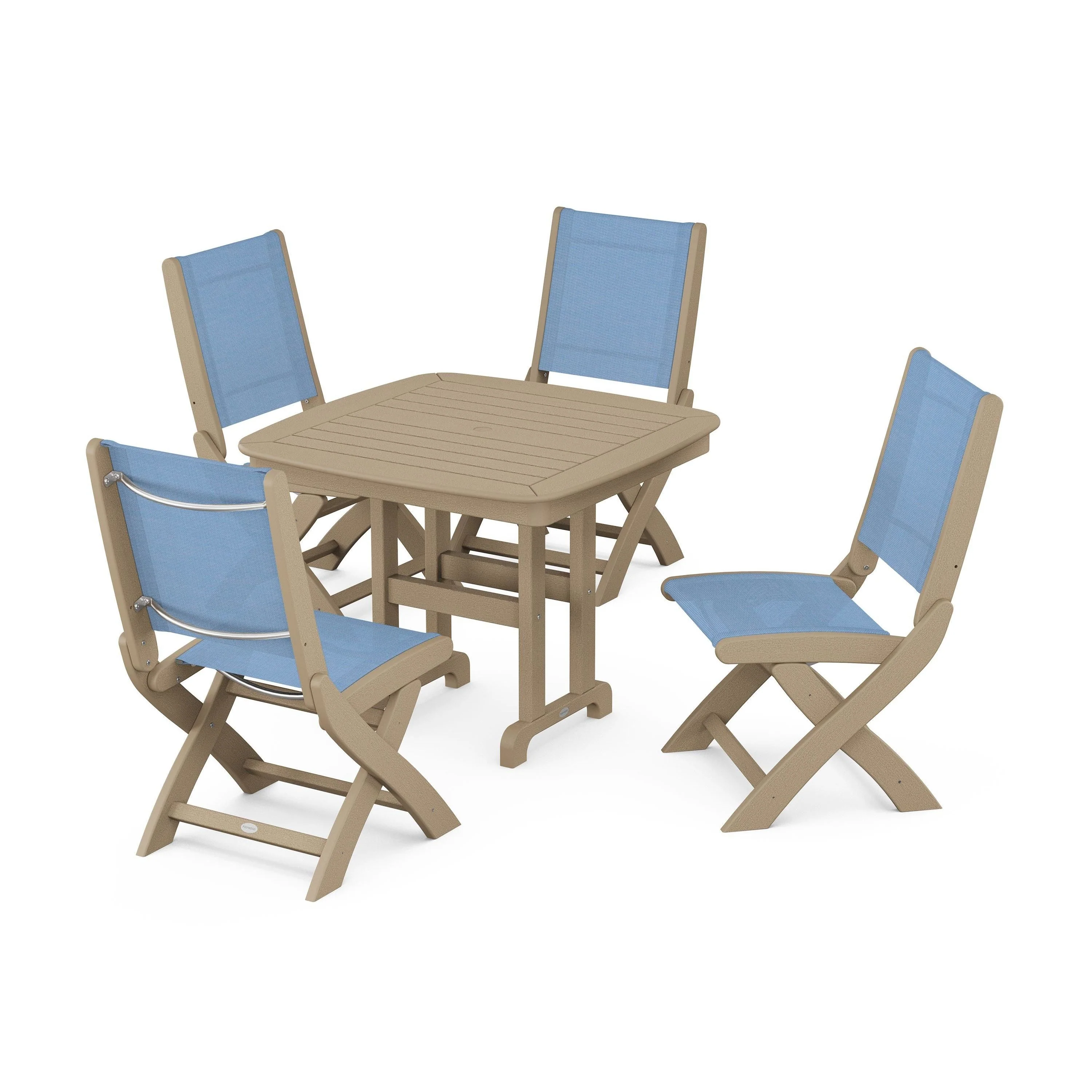 Coastal Folding Side Chair 5-Piece Dining Set - Image 44