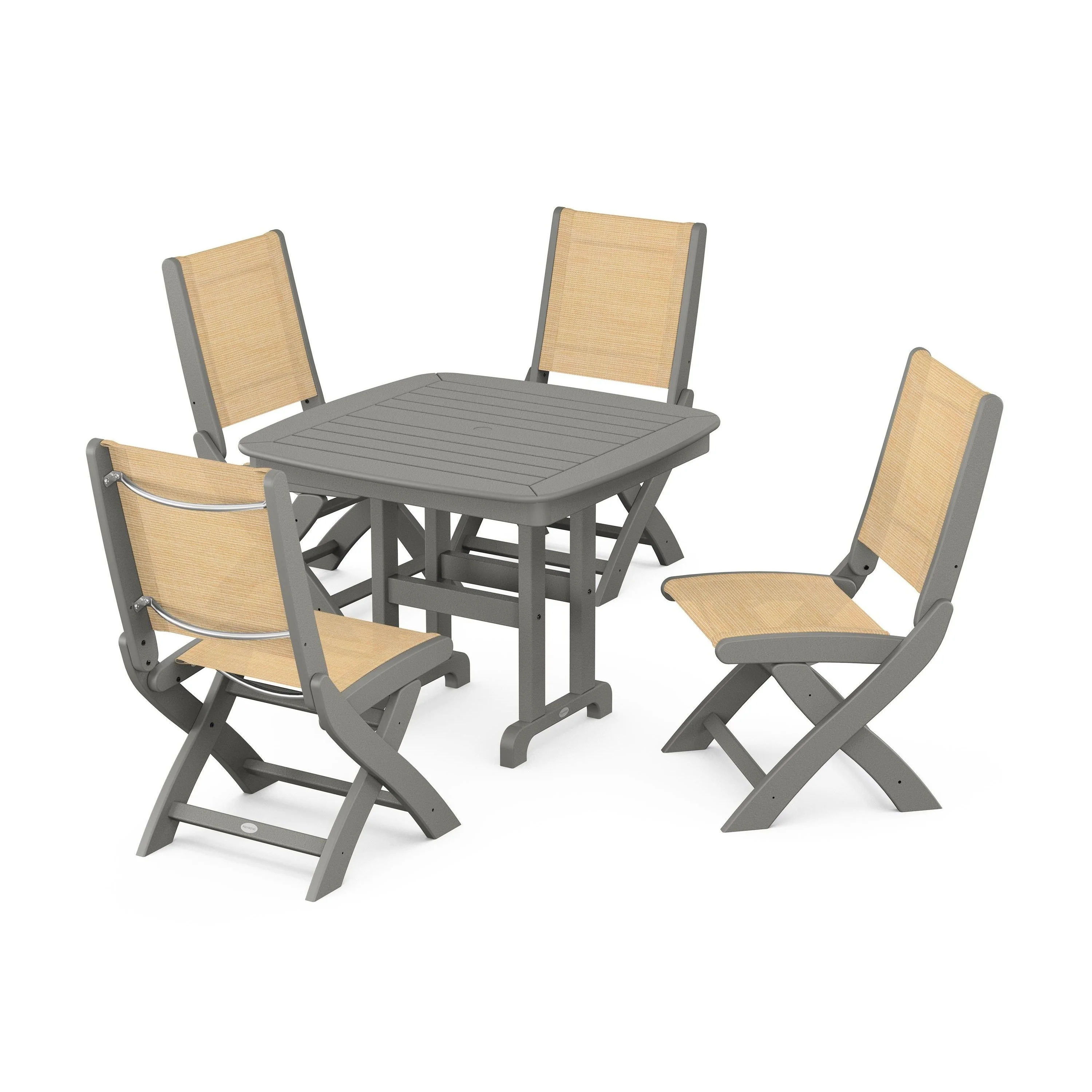 Coastal Folding Side Chair 5-Piece Dining Set - Image 7