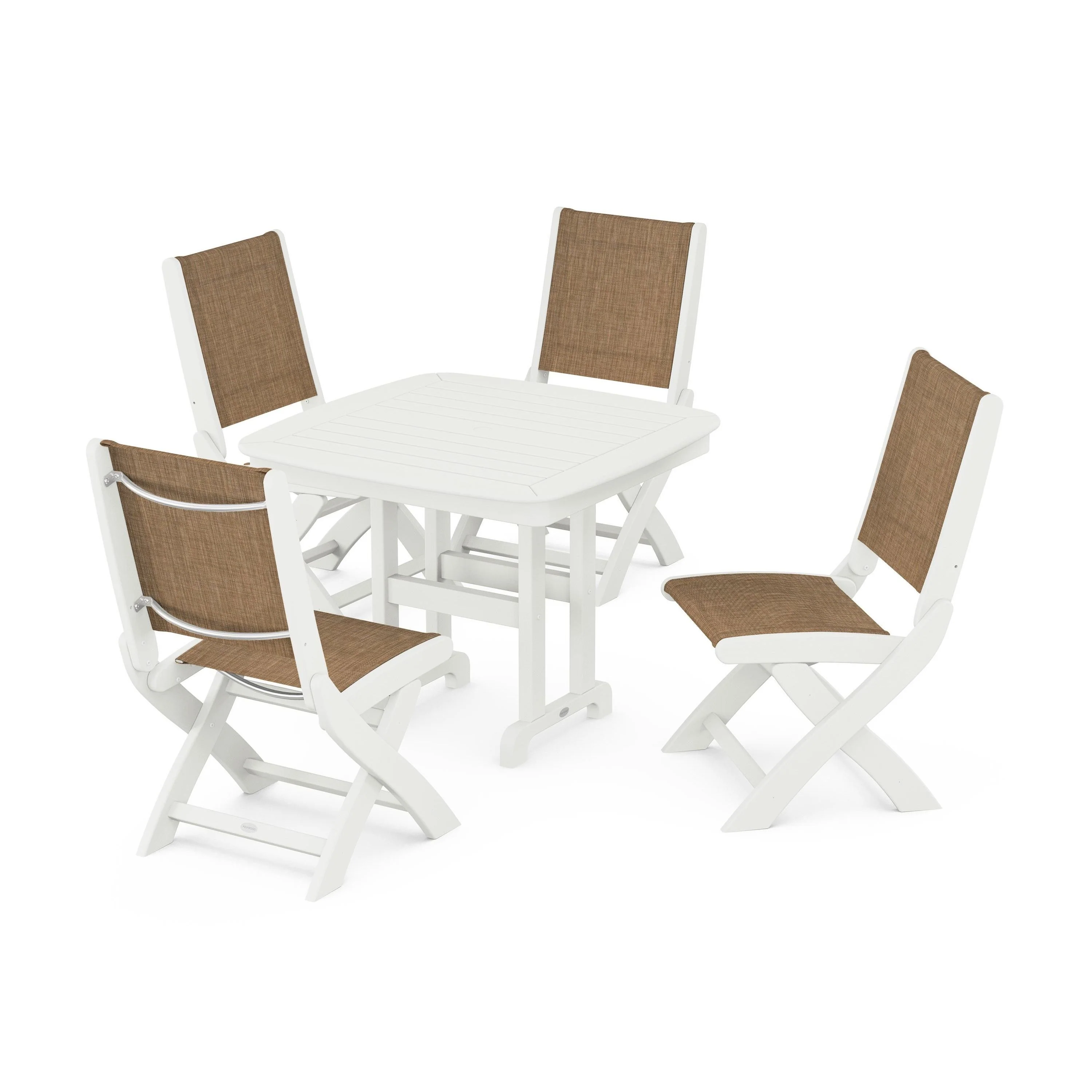 Coastal Folding Side Chair 5-Piece Dining Set - Image 8