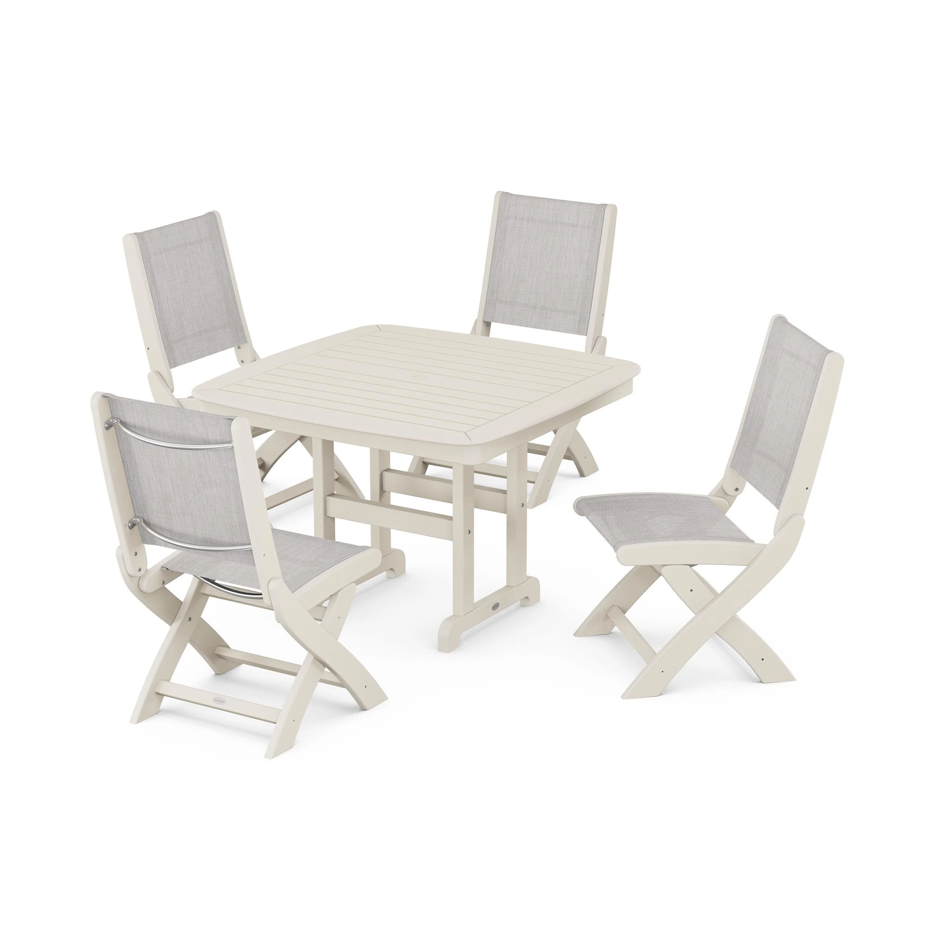 Coastal Folding Side Chair 5-Piece Dining Set - Image 100
