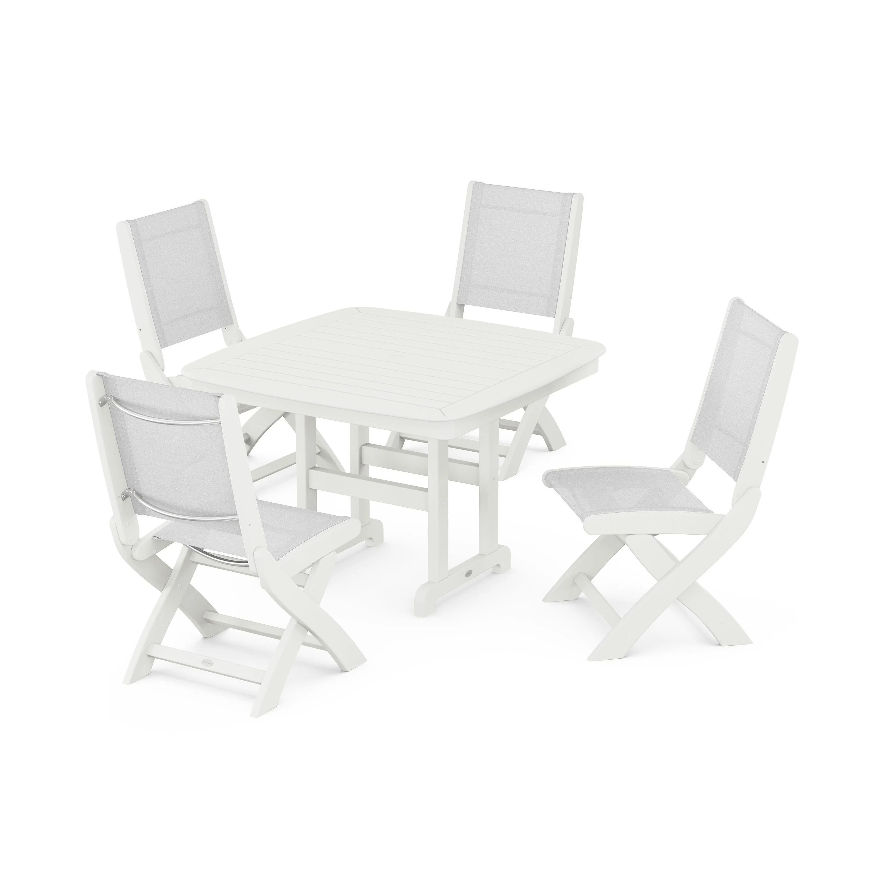 Coastal Folding Side Chair 5-Piece Dining Set - Image 4