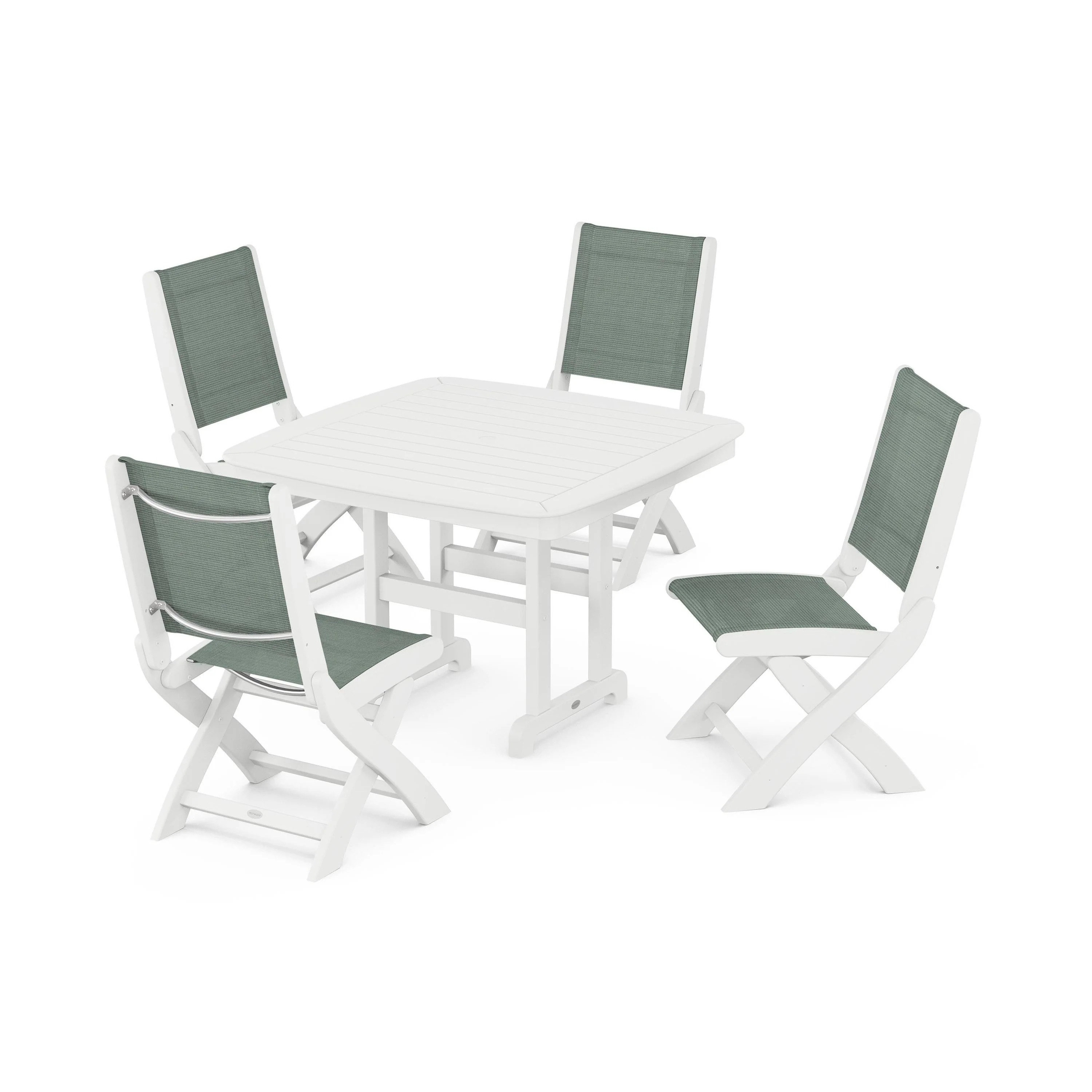 Coastal Folding Side Chair 5-Piece Dining Set - Image 6