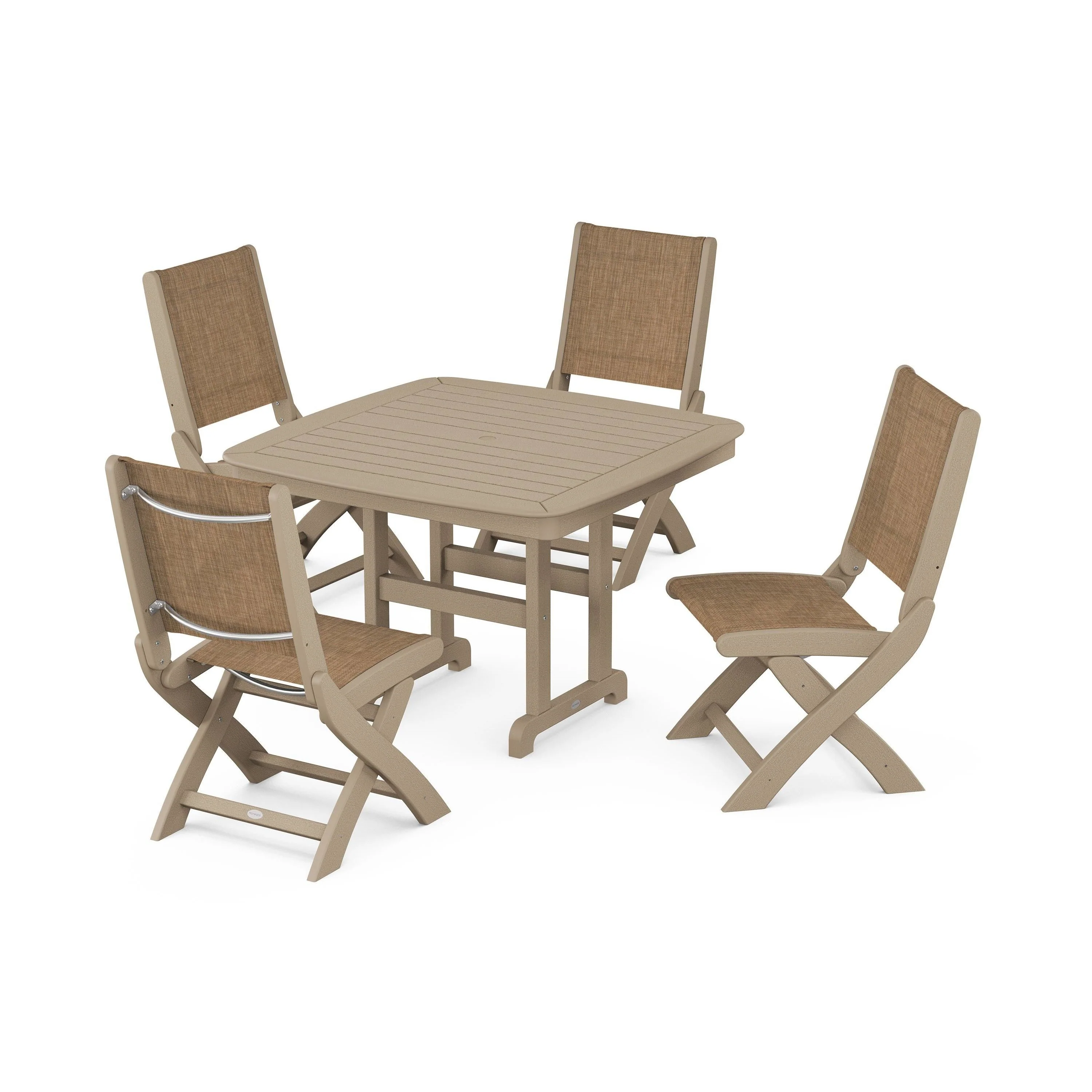 Coastal Folding Side Chair 5-Piece Dining Set - Image 67