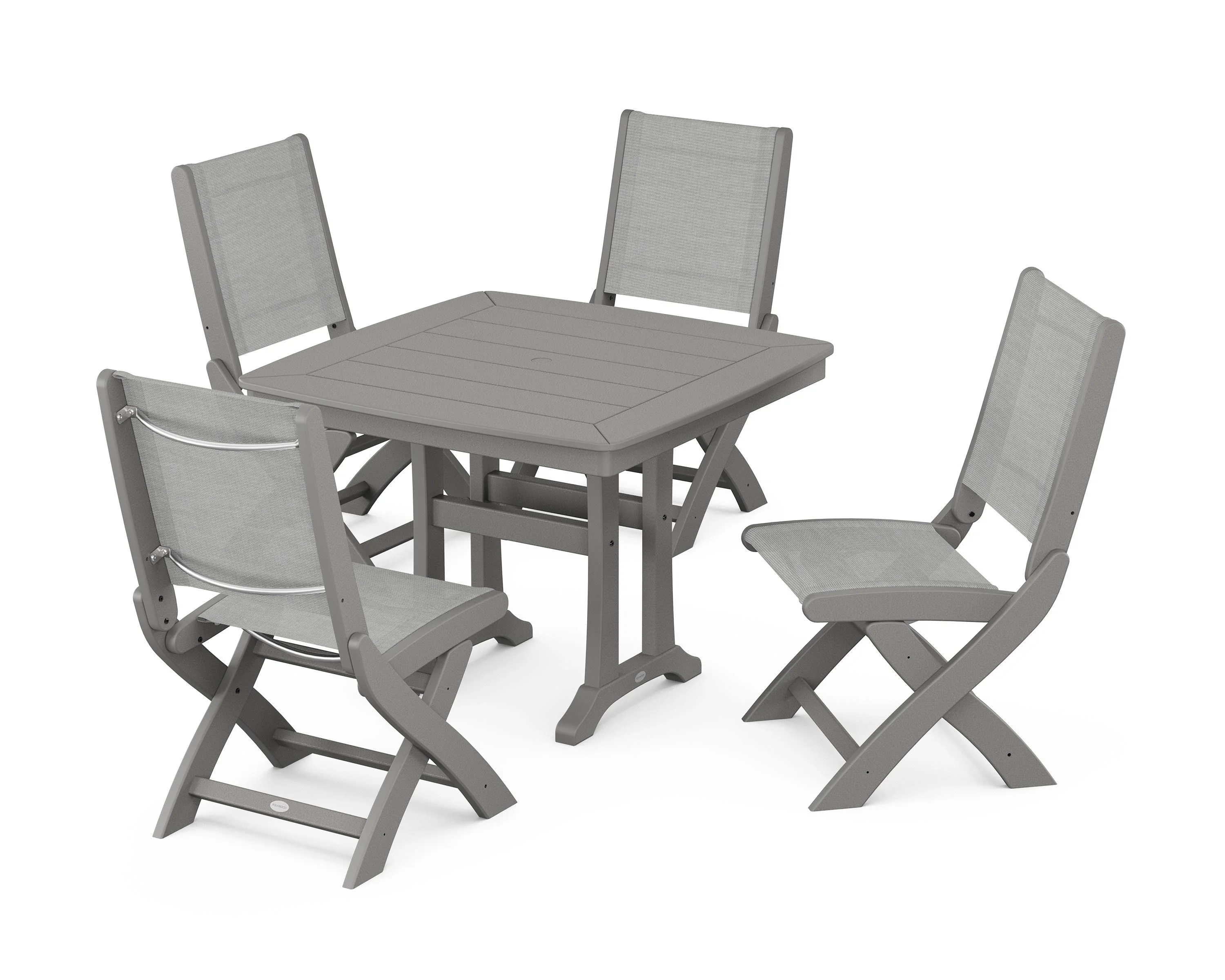 Coastal Folding Side Chair 5-Piece Dining Set with Trestle Legs - Image 103