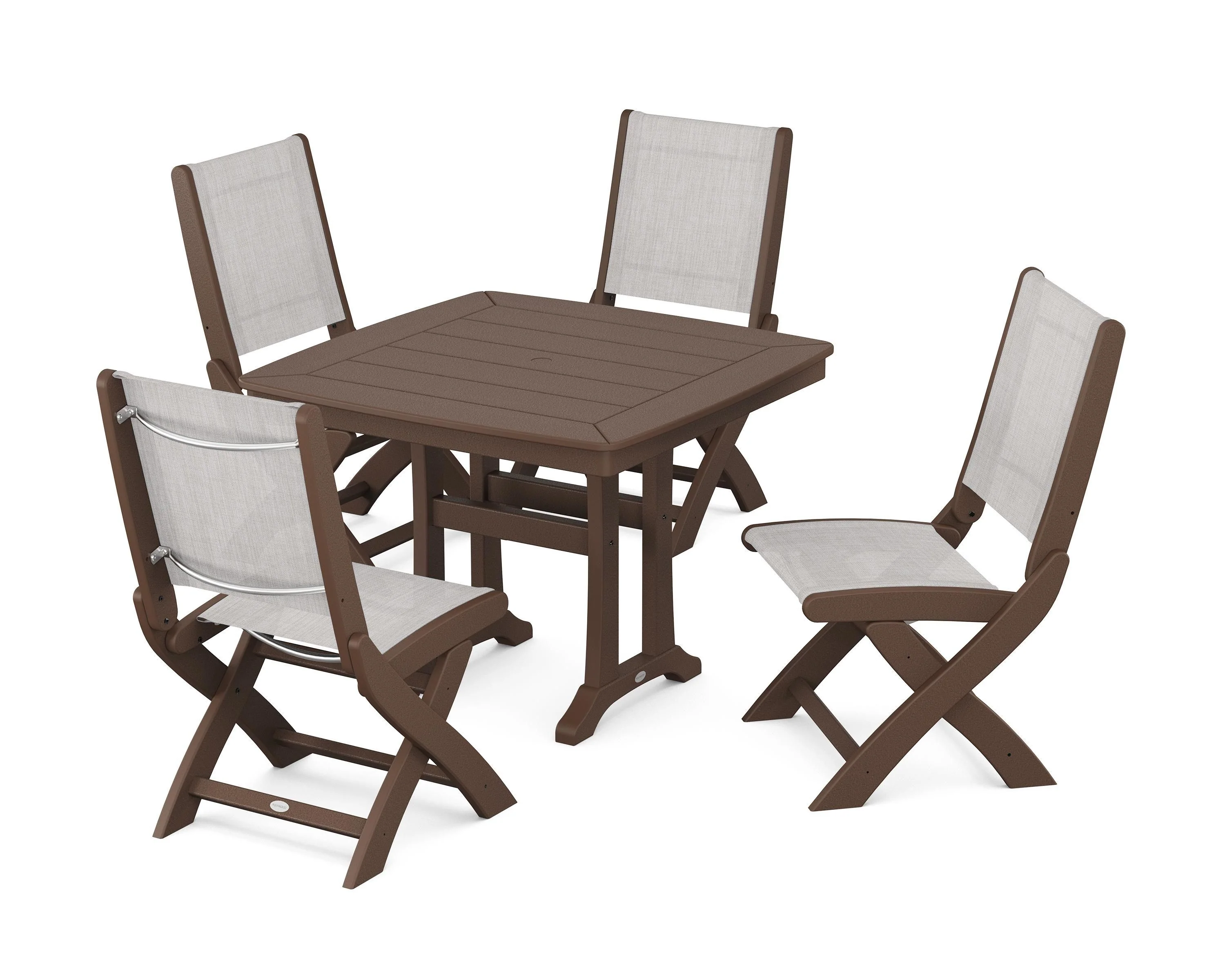 Coastal Folding Side Chair 5-Piece Dining Set with Trestle Legs - Image 107