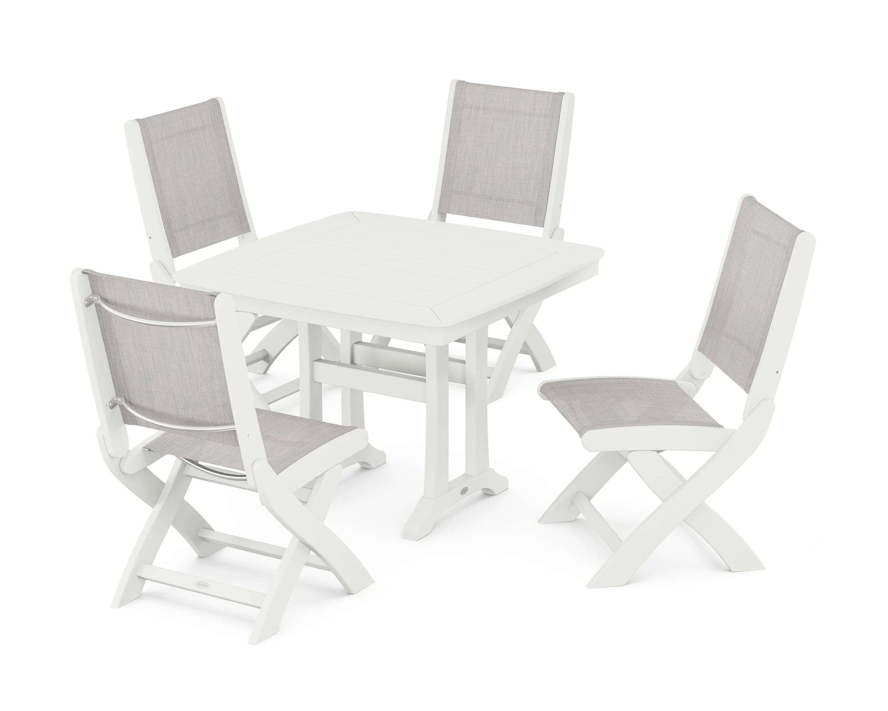 Coastal Folding Side Chair 5-Piece Dining Set with Trestle Legs - Image 118