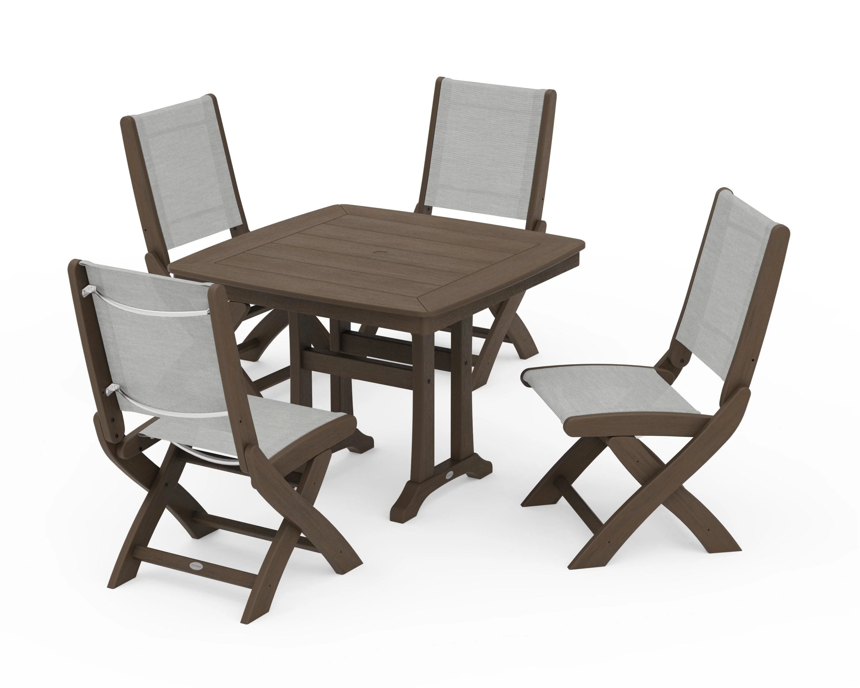 Coastal Folding Side Chair 5-Piece Dining Set with Trestle Legs - Image 129