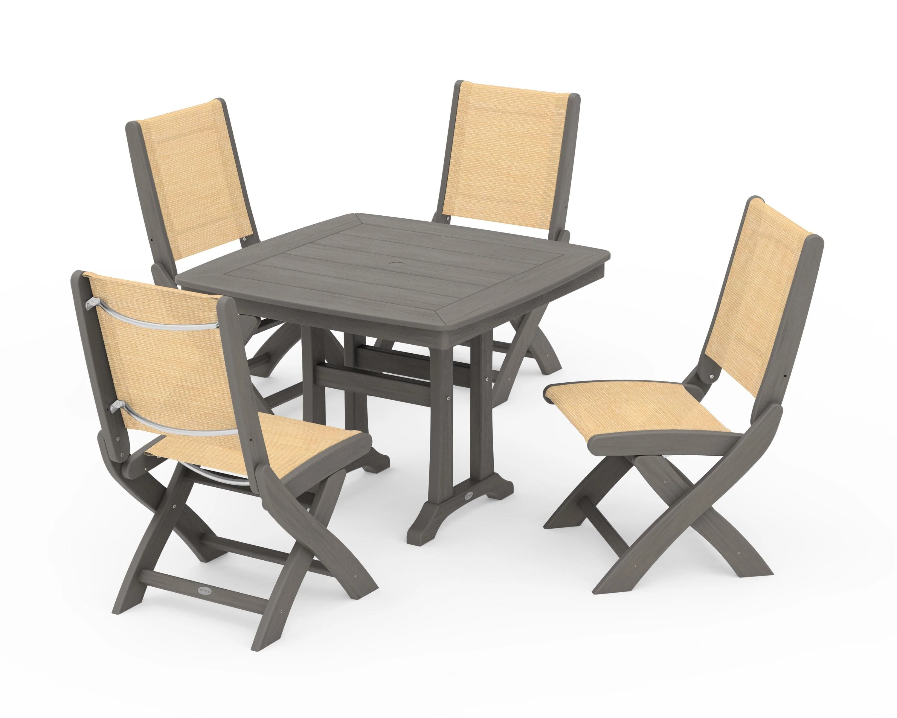 Coastal Folding Side Chair 5-Piece Dining Set with Trestle Legs - Image 137