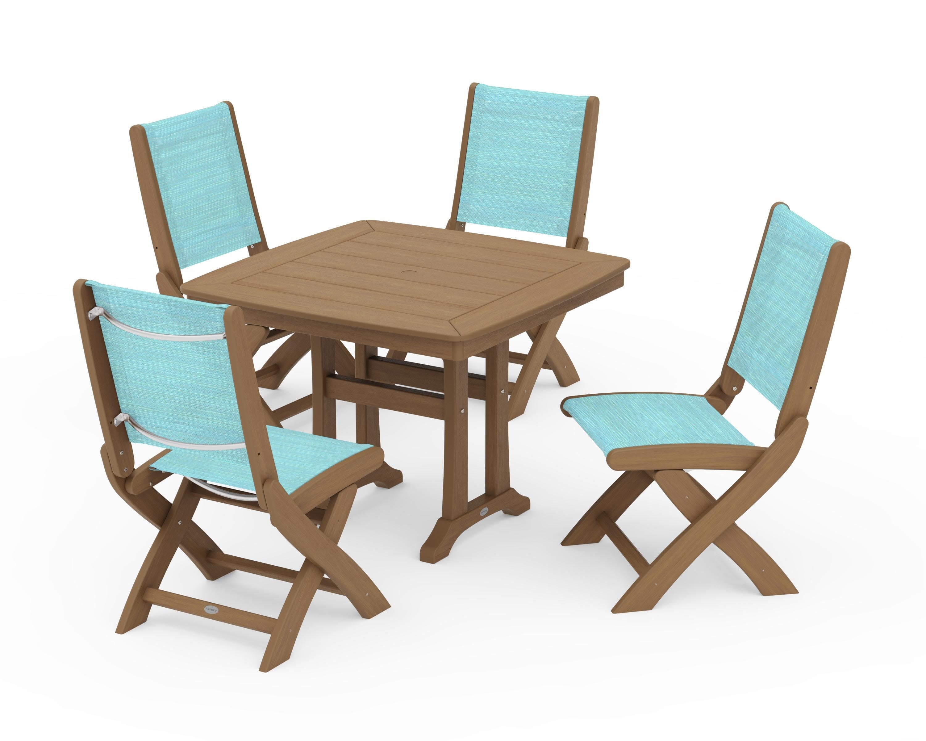 Coastal Folding Side Chair 5-Piece Dining Set with Trestle Legs - Image 139