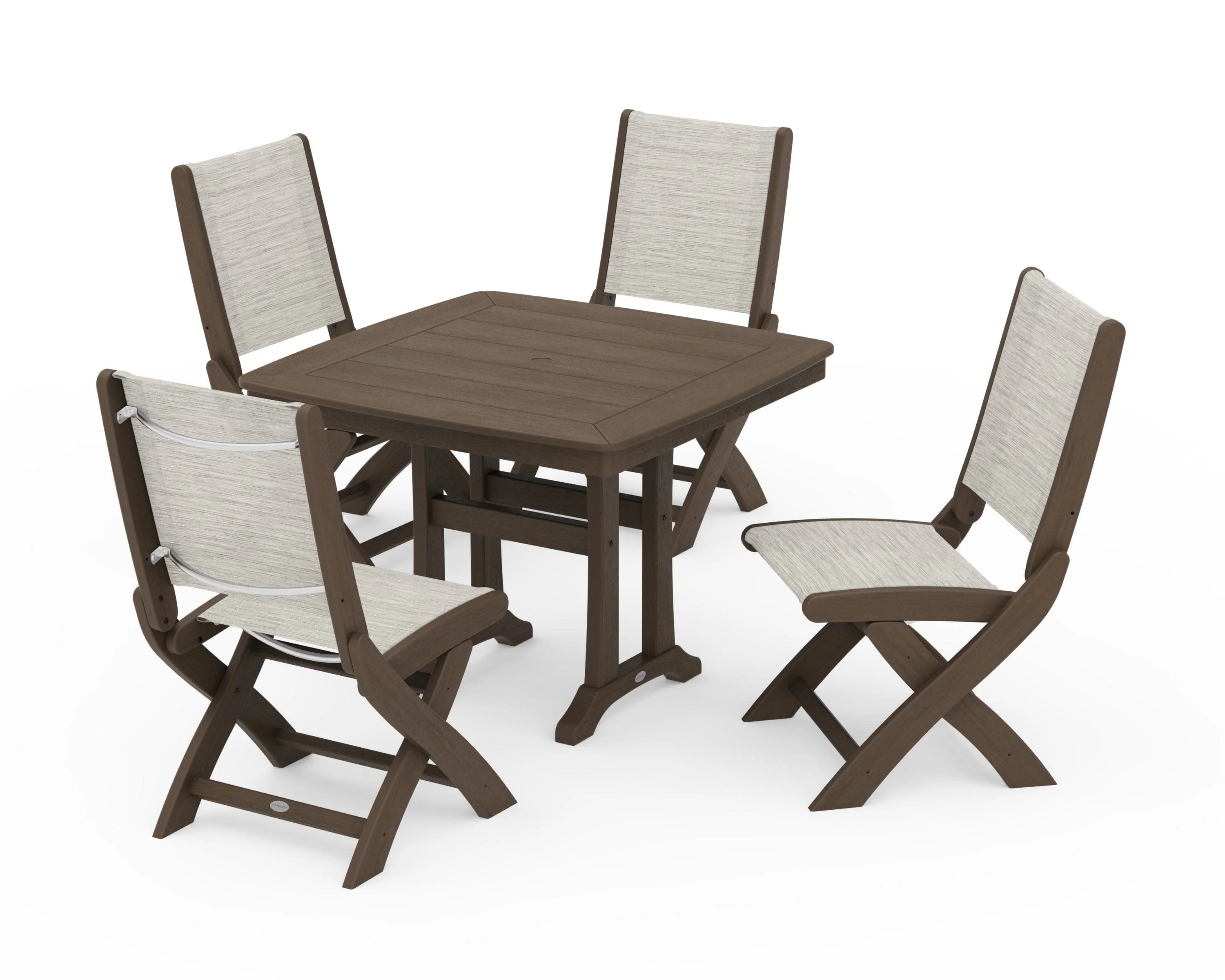 Coastal Folding Side Chair 5-Piece Dining Set with Trestle Legs - Image 143