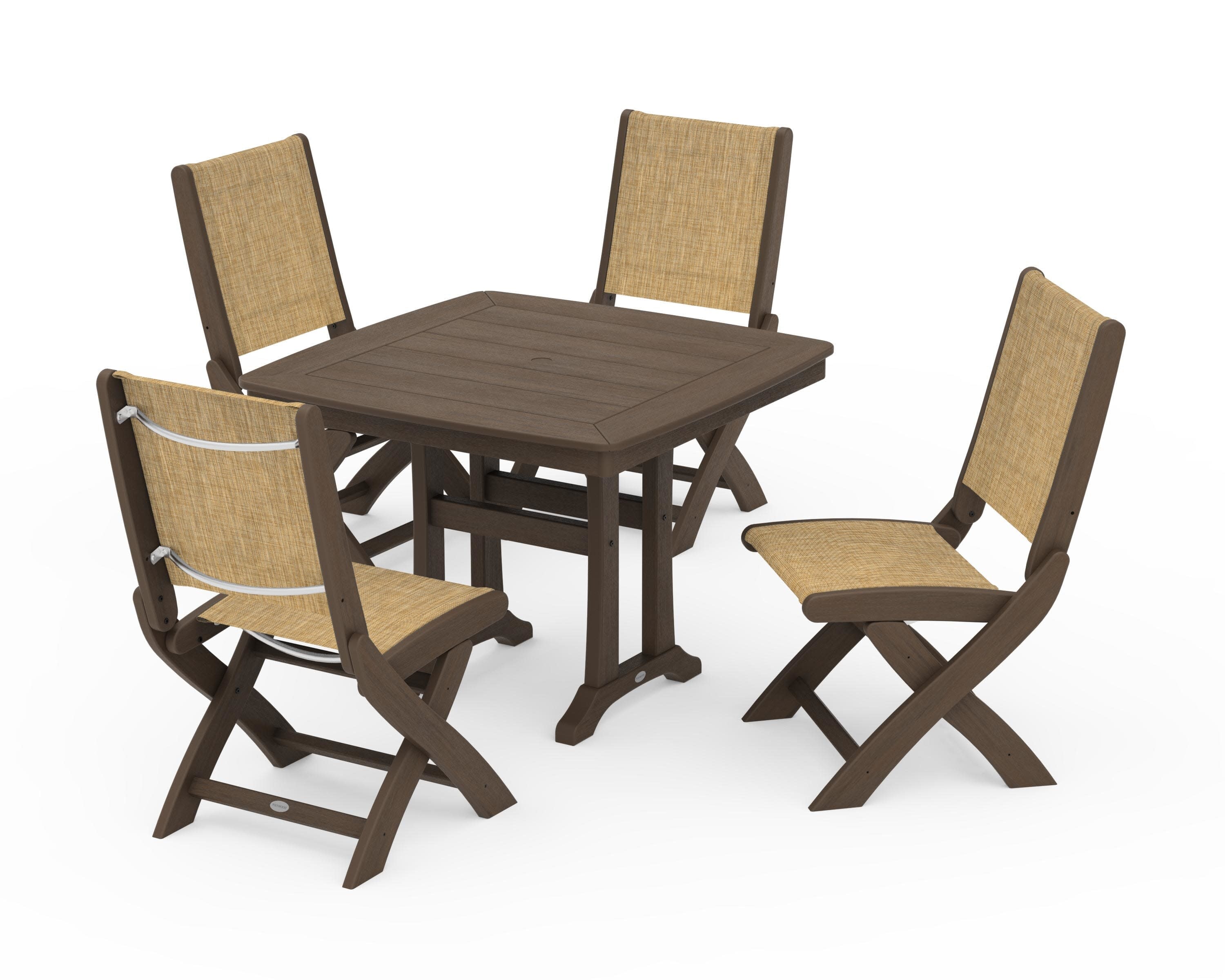 Coastal Folding Side Chair 5-Piece Dining Set with Trestle Legs - Image 153