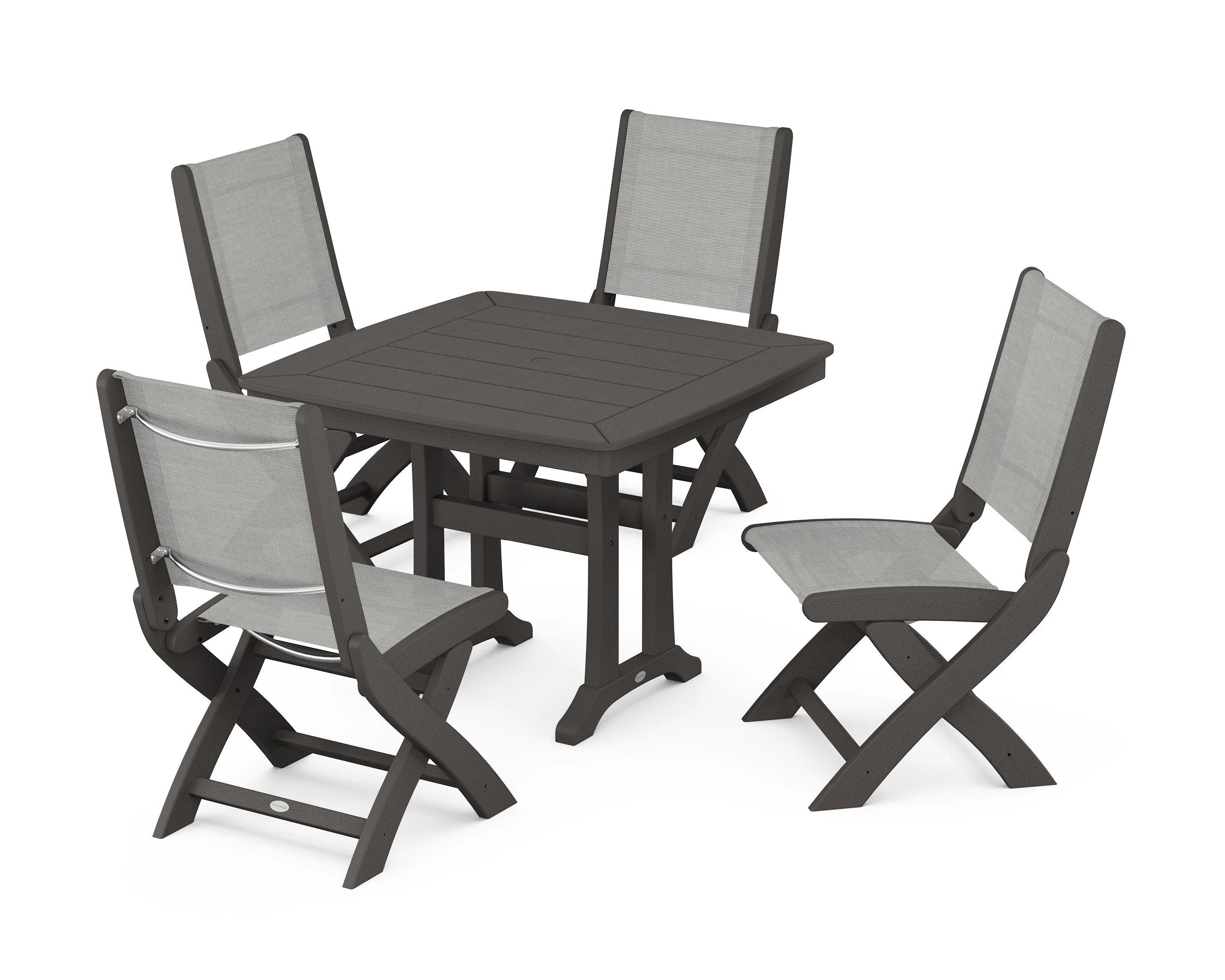 Coastal Folding Side Chair 5-Piece Dining Set with Trestle Legs - Image 28