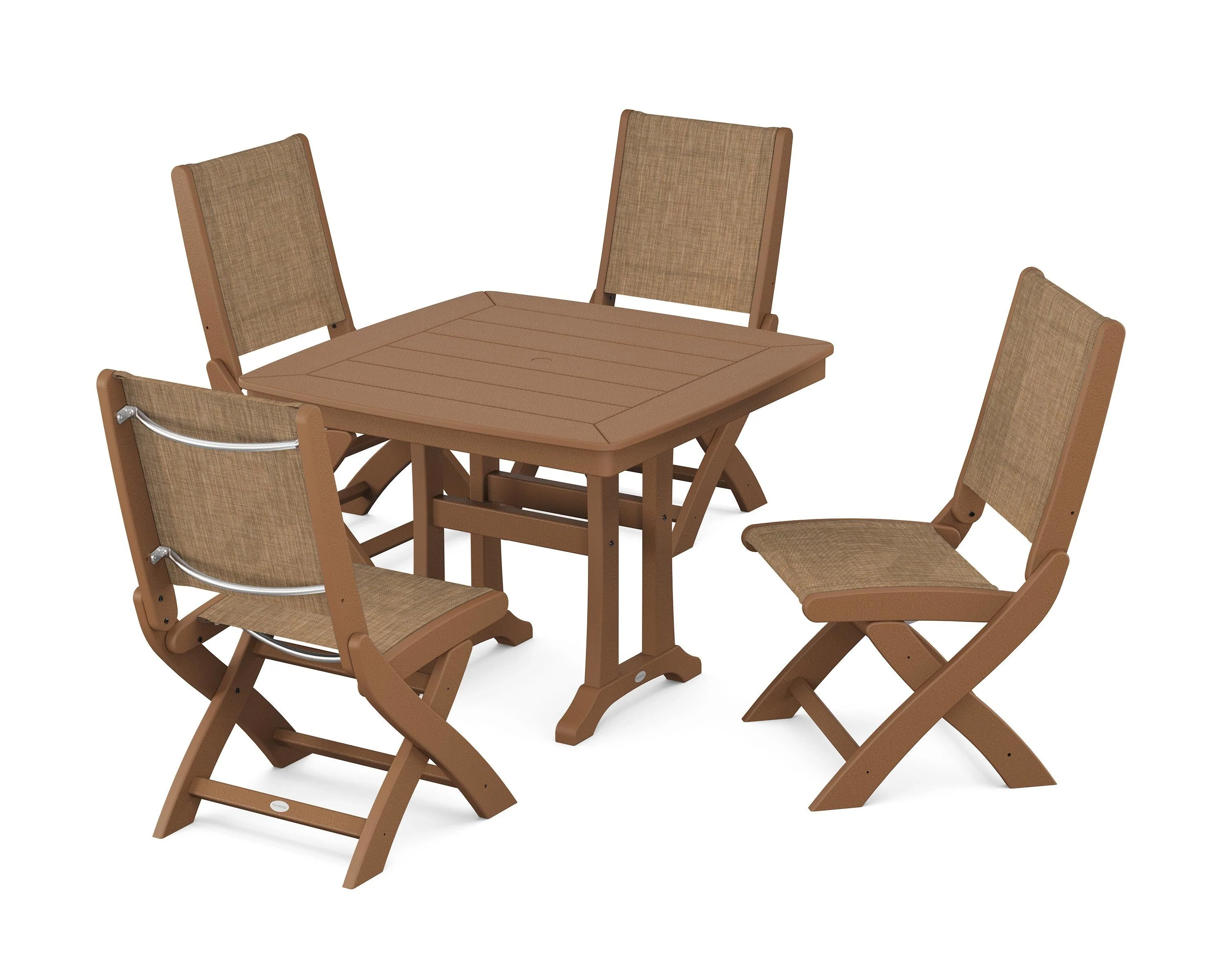 Coastal Folding Side Chair 5-Piece Dining Set with Trestle Legs - Image 44