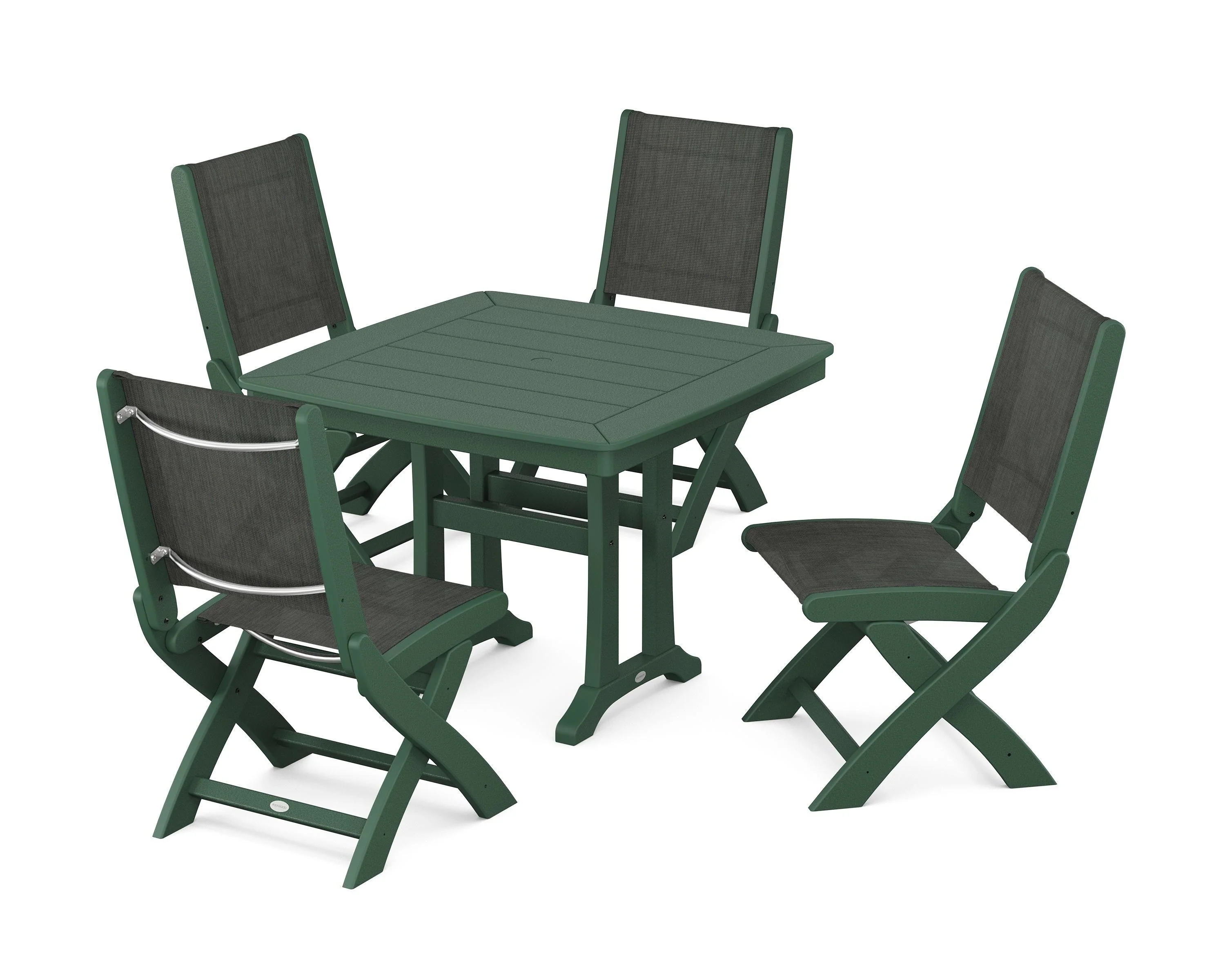 Coastal Folding Side Chair 5-Piece Dining Set with Trestle Legs - Image 52