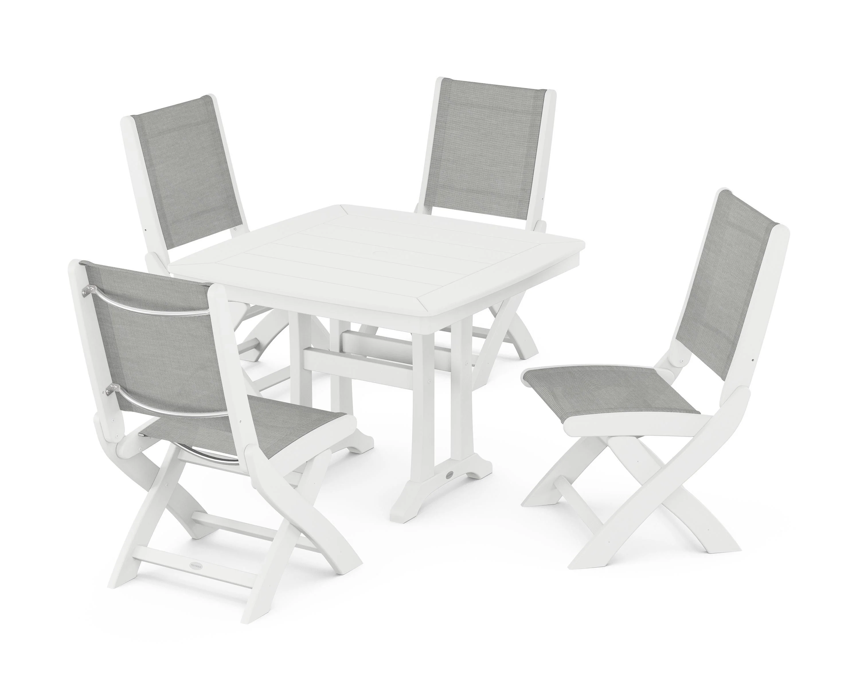 Coastal Folding Side Chair 5-Piece Dining Set with Trestle Legs - Image 89