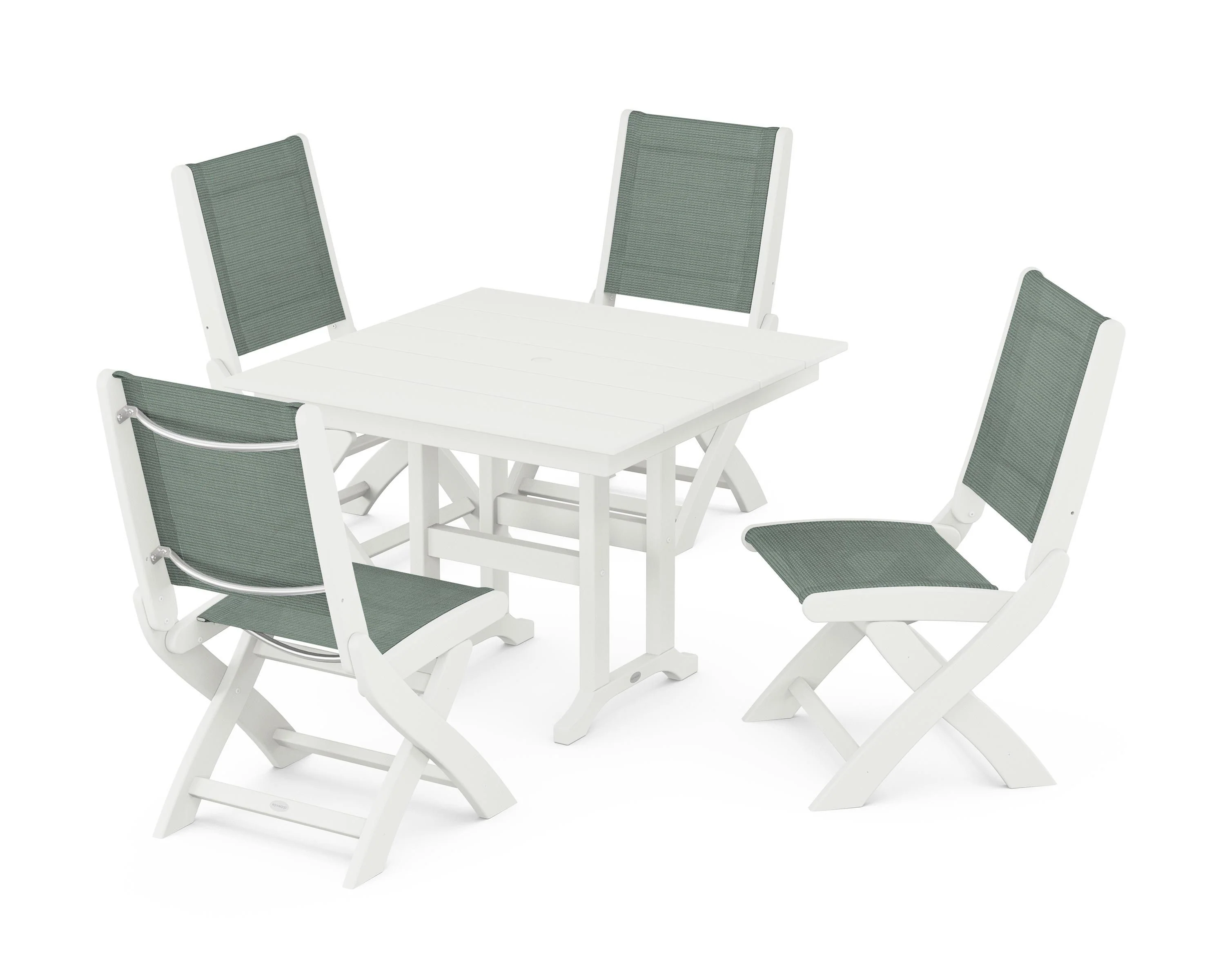Coastal Folding Side Chair 5-Piece Farmhouse Dining Set - Image 11