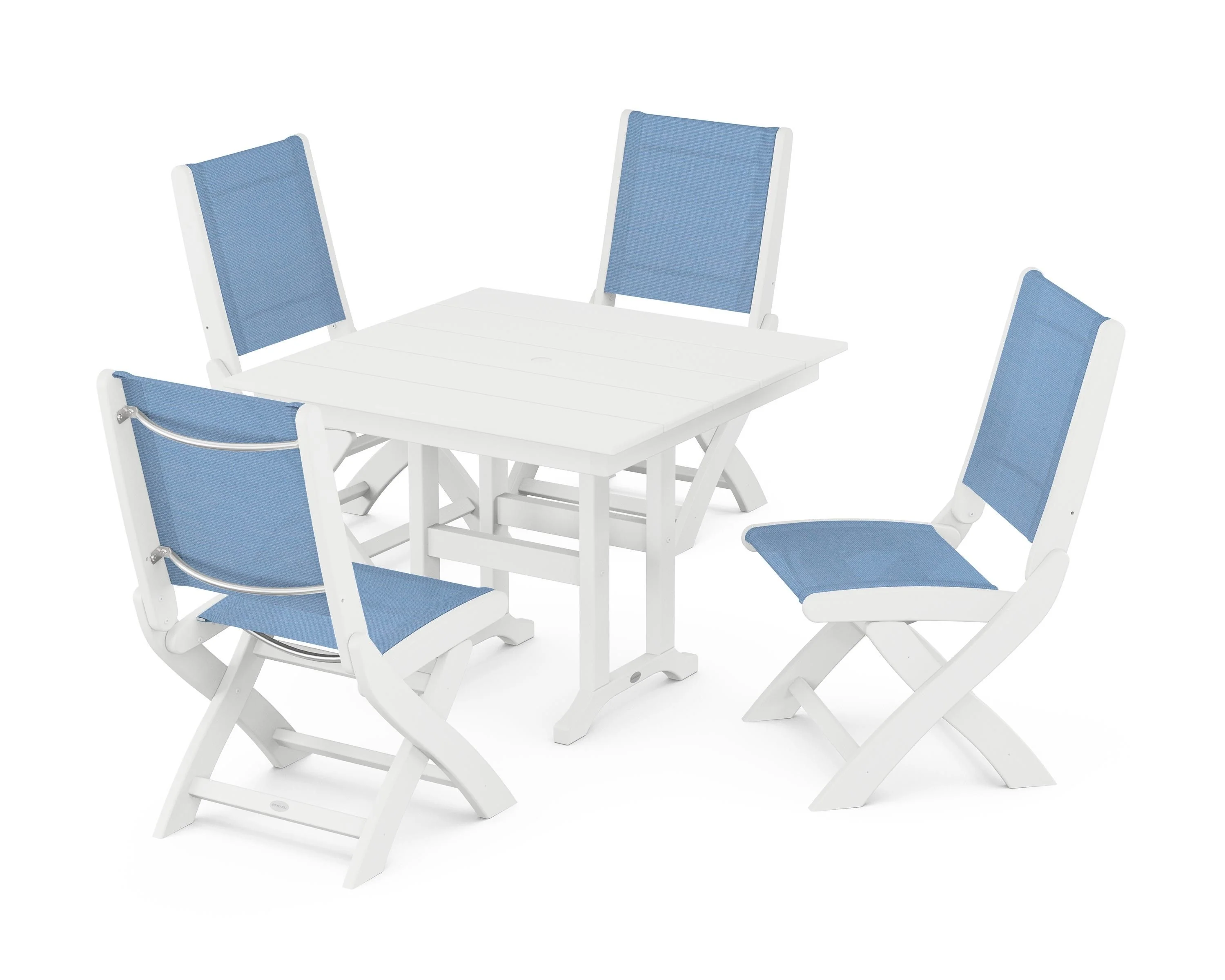 Coastal Folding Side Chair 5-Piece Farmhouse Dining Set - Image 113