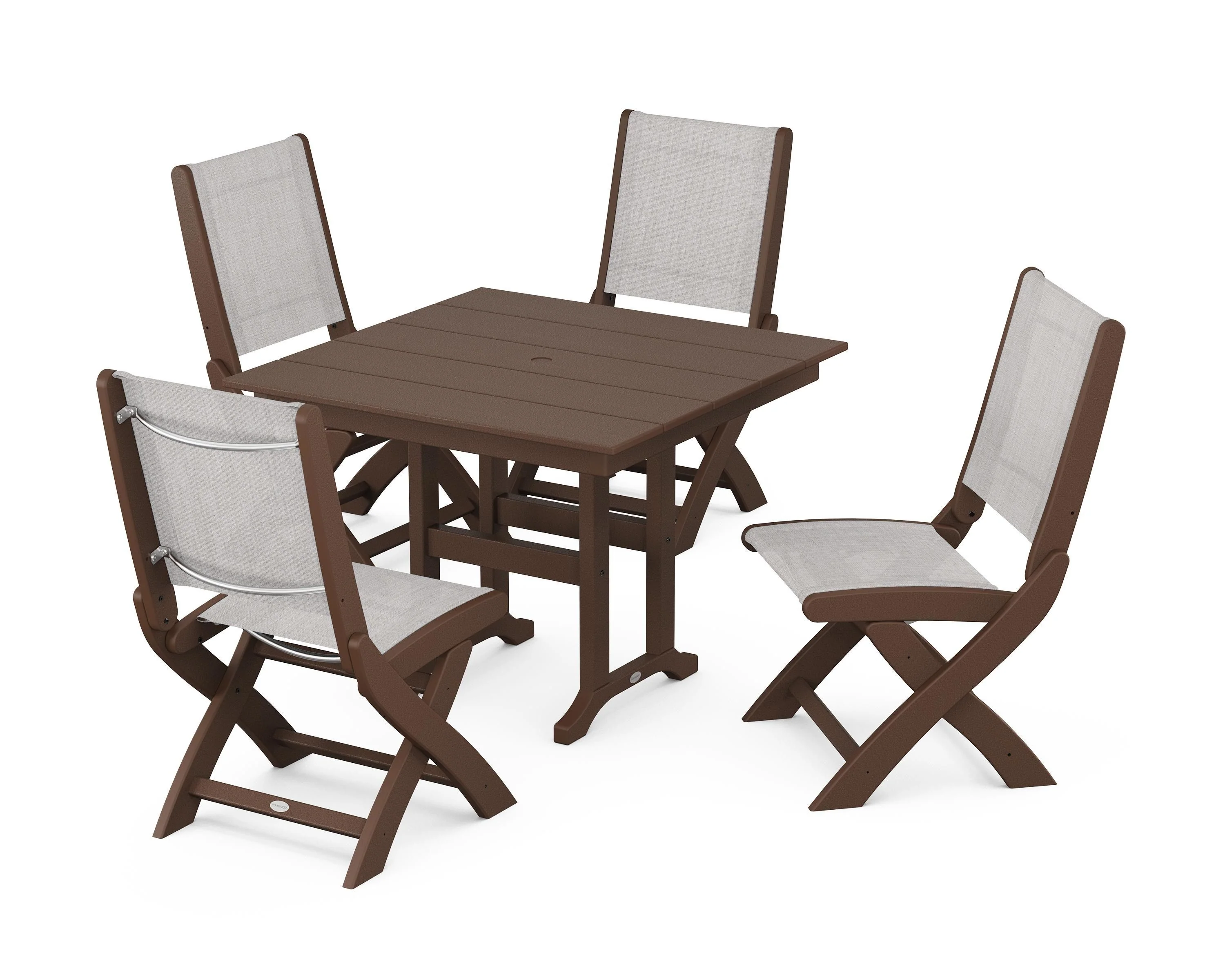 Coastal Folding Side Chair 5-Piece Farmhouse Dining Set - Image 120