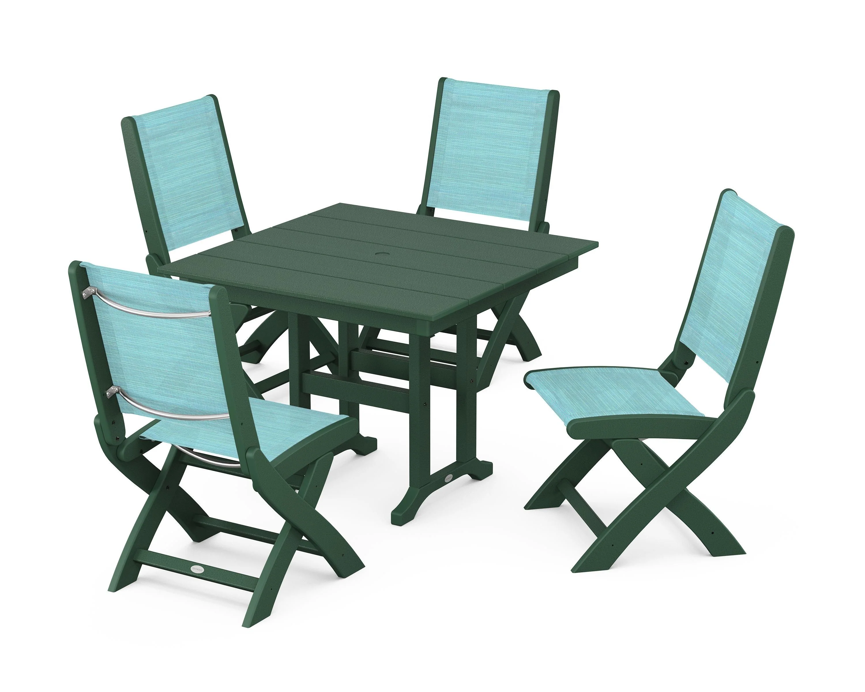 Coastal Folding Side Chair 5-Piece Farmhouse Dining Set - Image 18