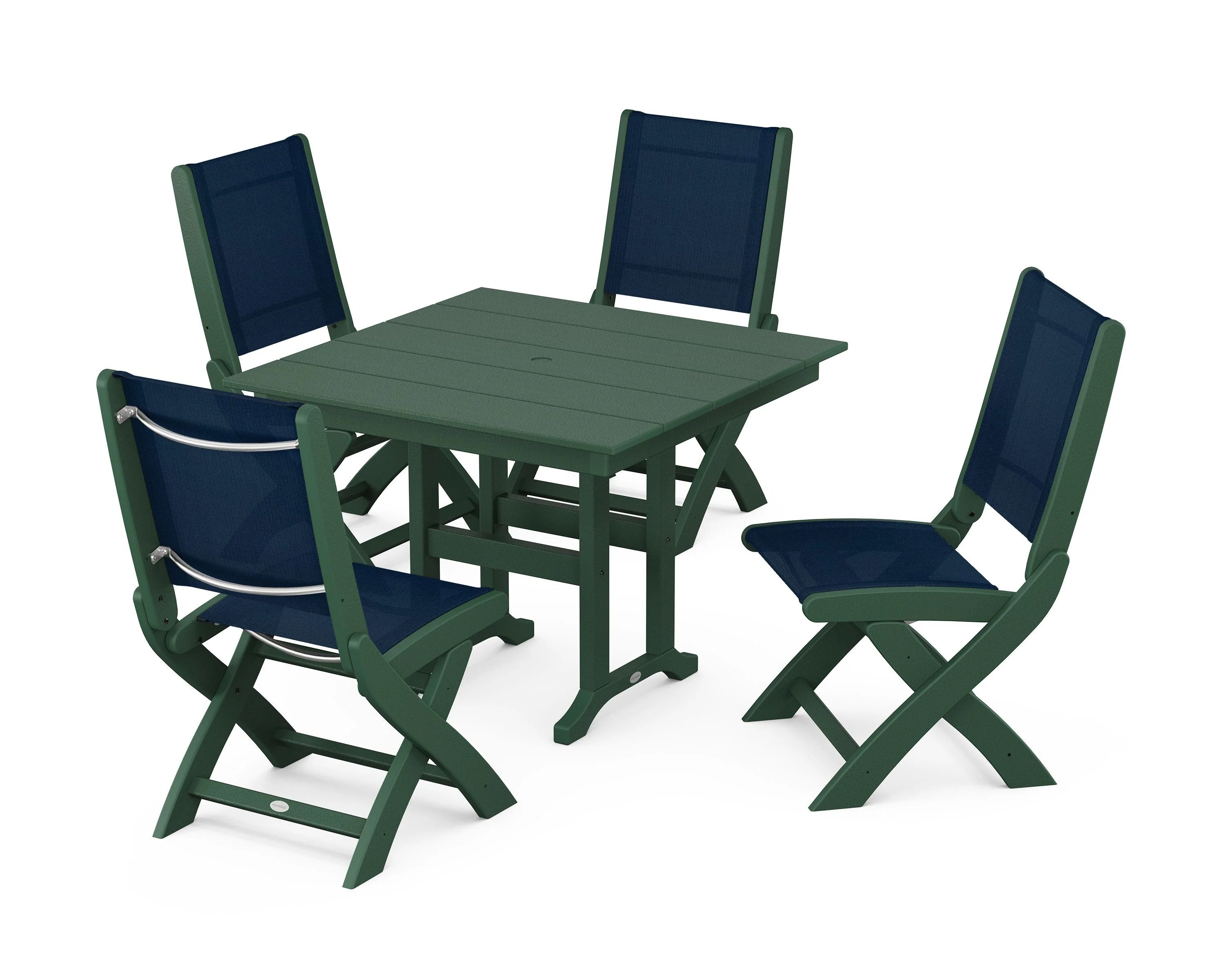 Coastal Folding Side Chair 5-Piece Farmhouse Dining Set - Image 33