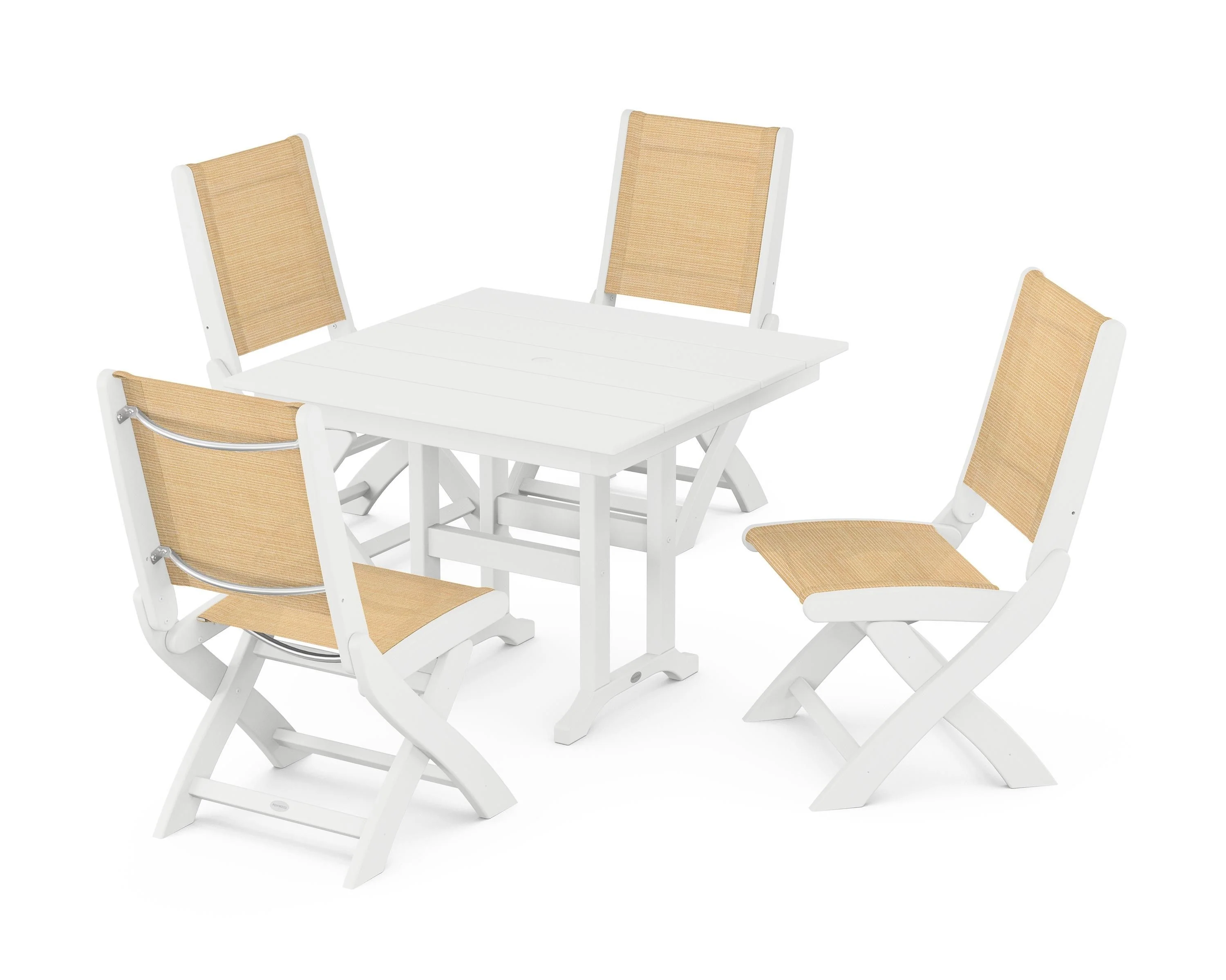Coastal Folding Side Chair 5-Piece Farmhouse Dining Set - Image 47