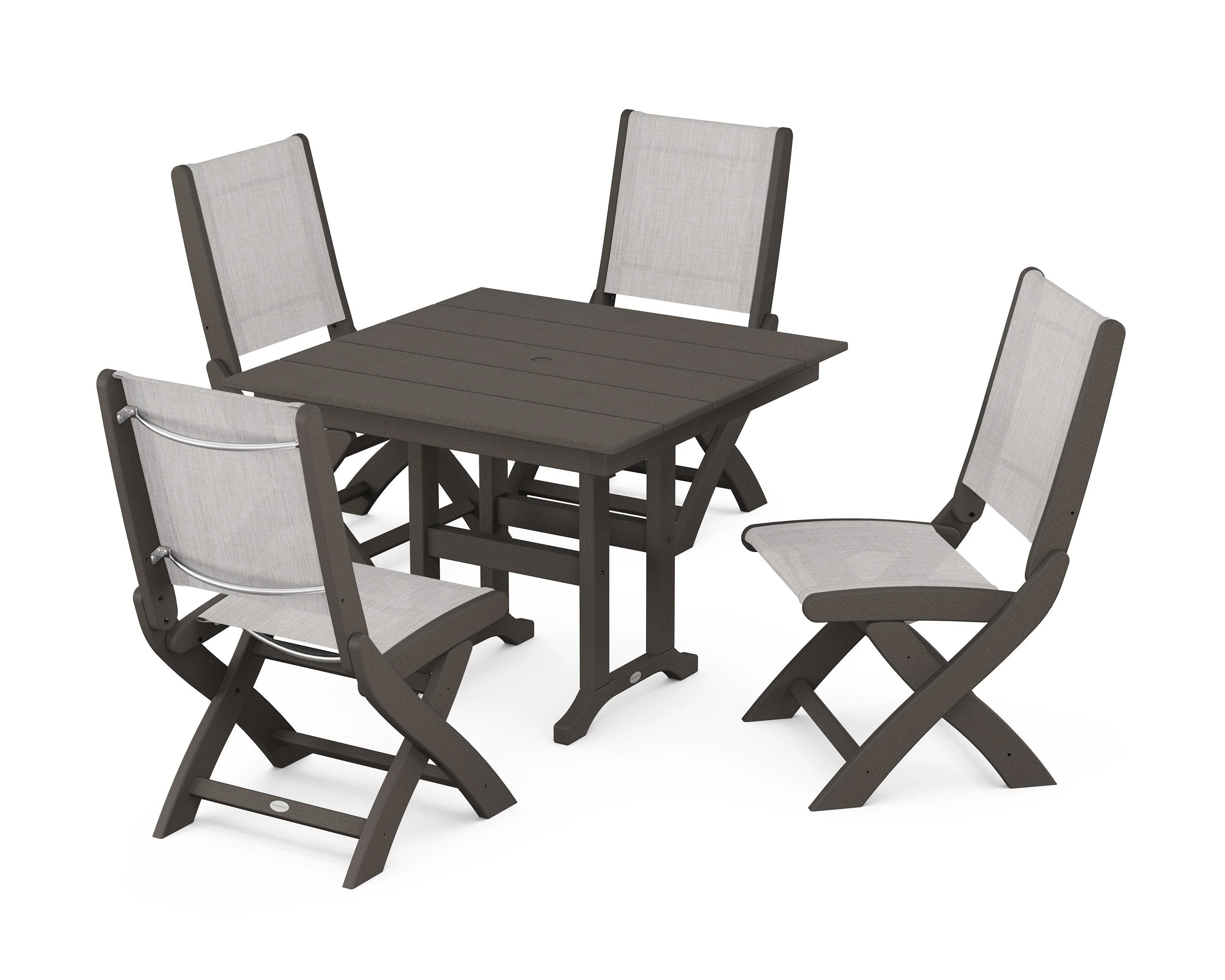 Coastal Folding Side Chair 5-Piece Farmhouse Dining Set - Image 48