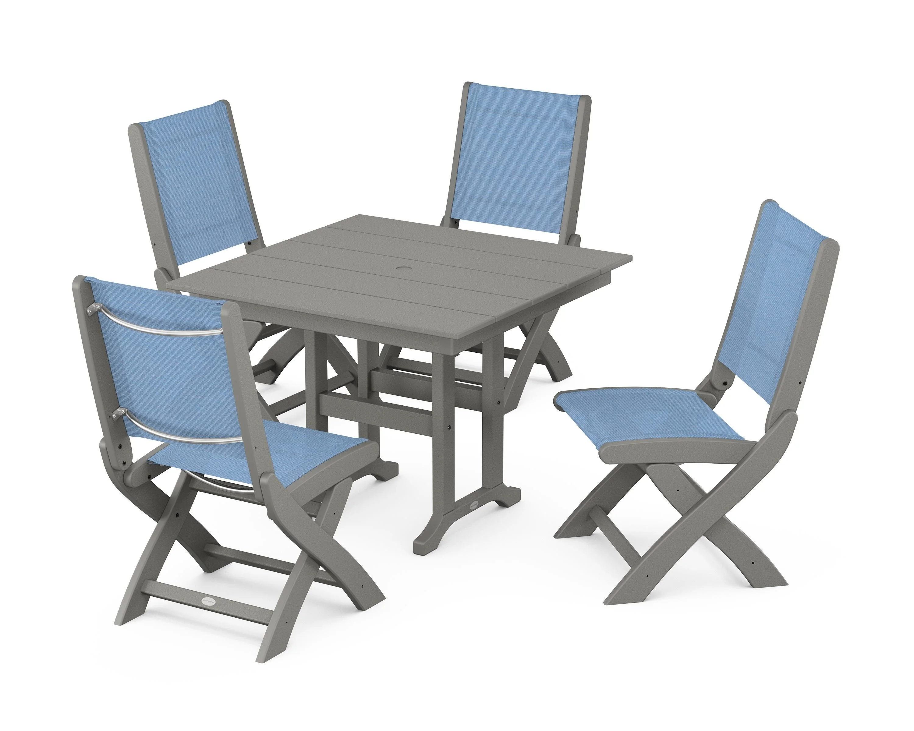 Coastal Folding Side Chair 5-Piece Farmhouse Dining Set - Image 65