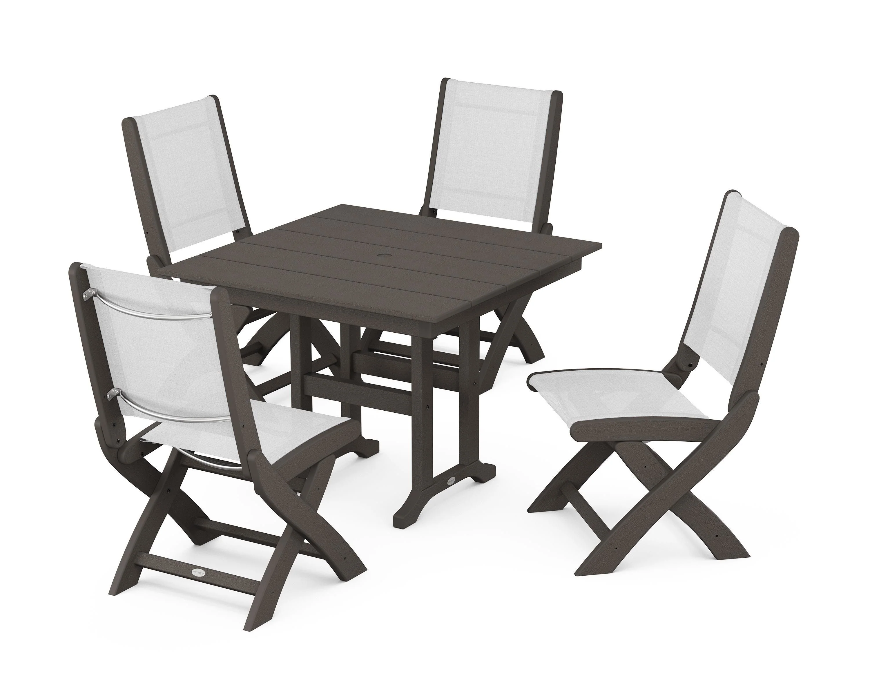 Coastal Folding Side Chair 5-Piece Farmhouse Dining Set - Image 8