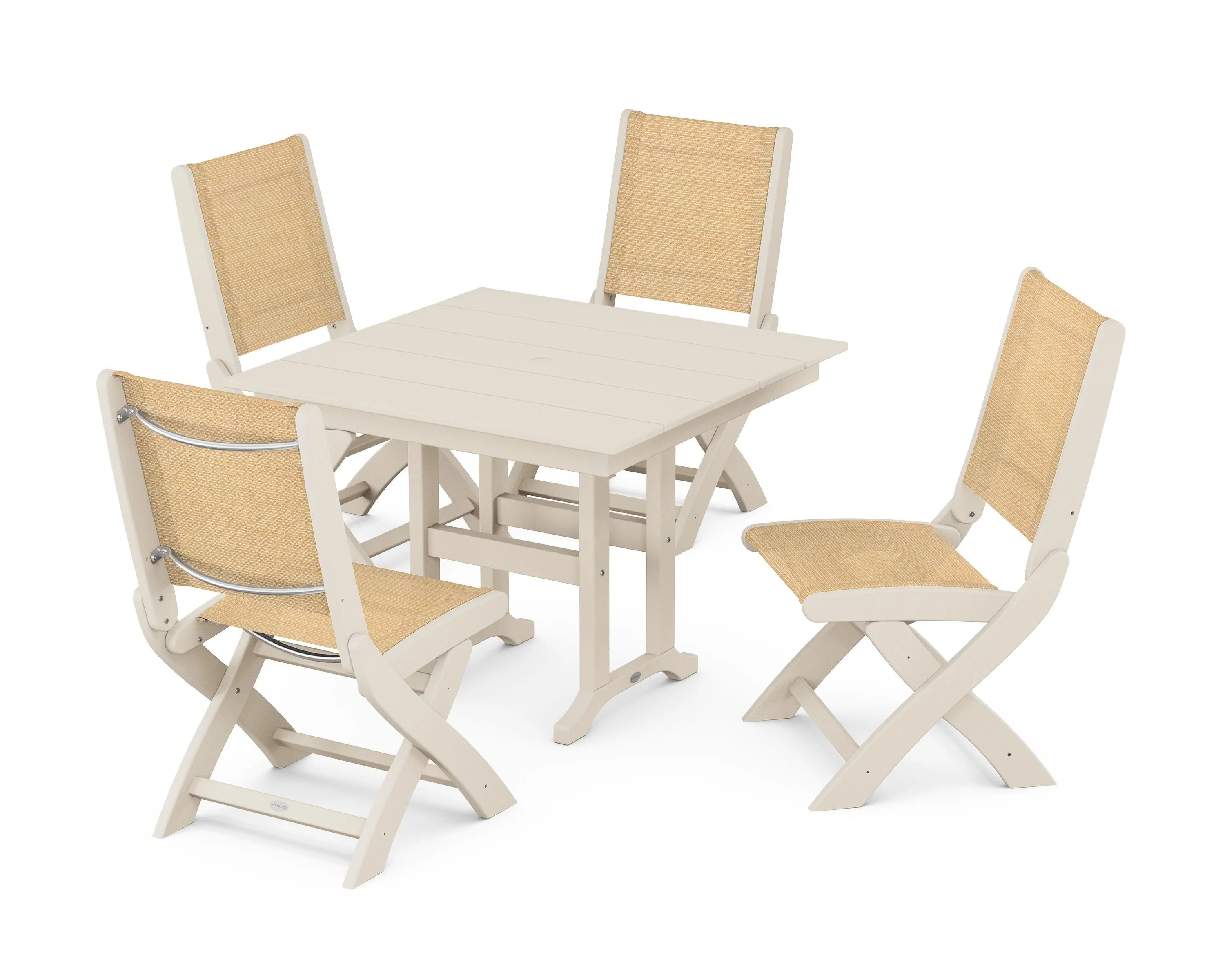 Coastal Folding Side Chair 5-Piece Farmhouse Dining Set - Image 99