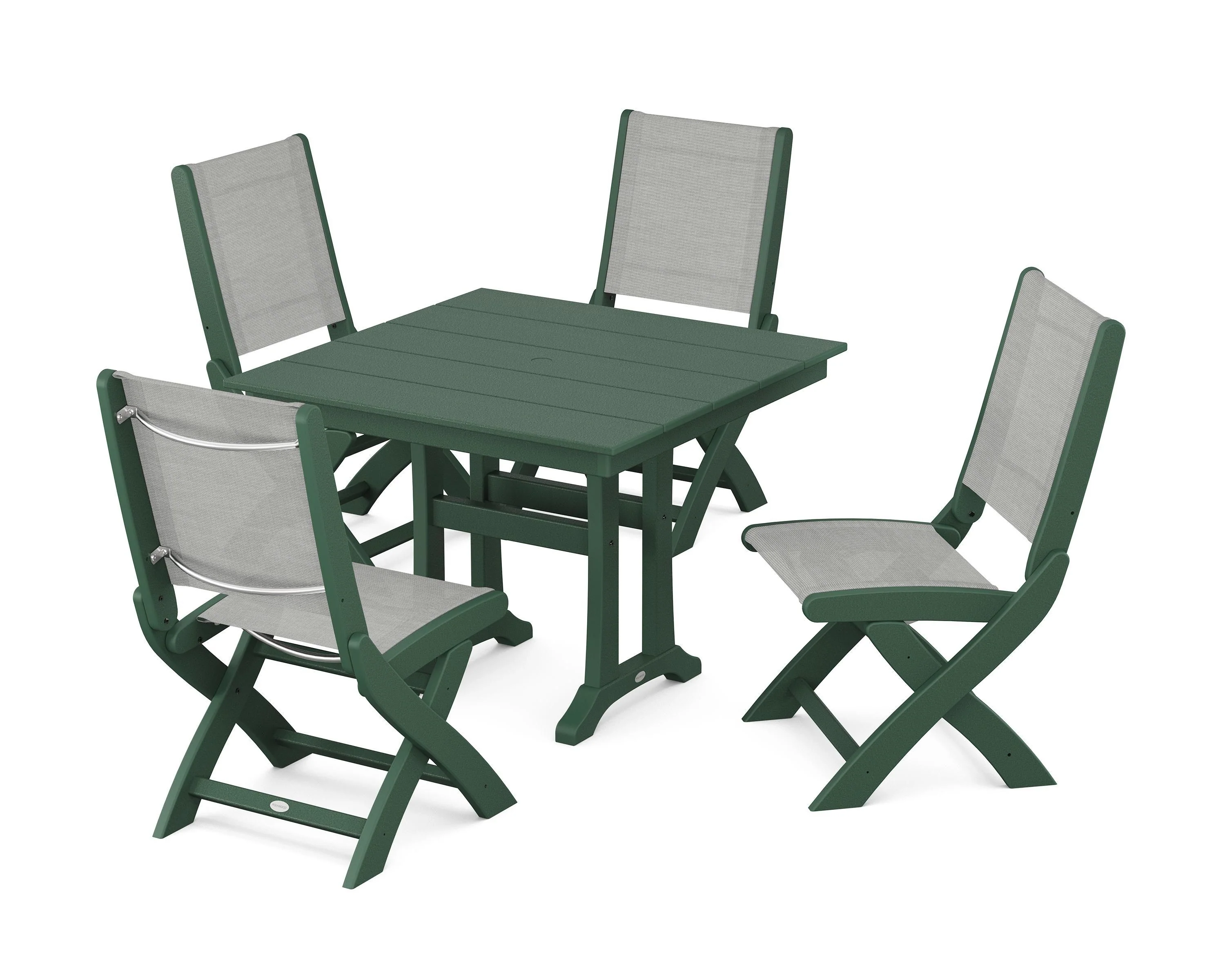 Coastal Folding Side Chair 5-Piece Farmhouse Dining Set With Trestle Legs - Image 104