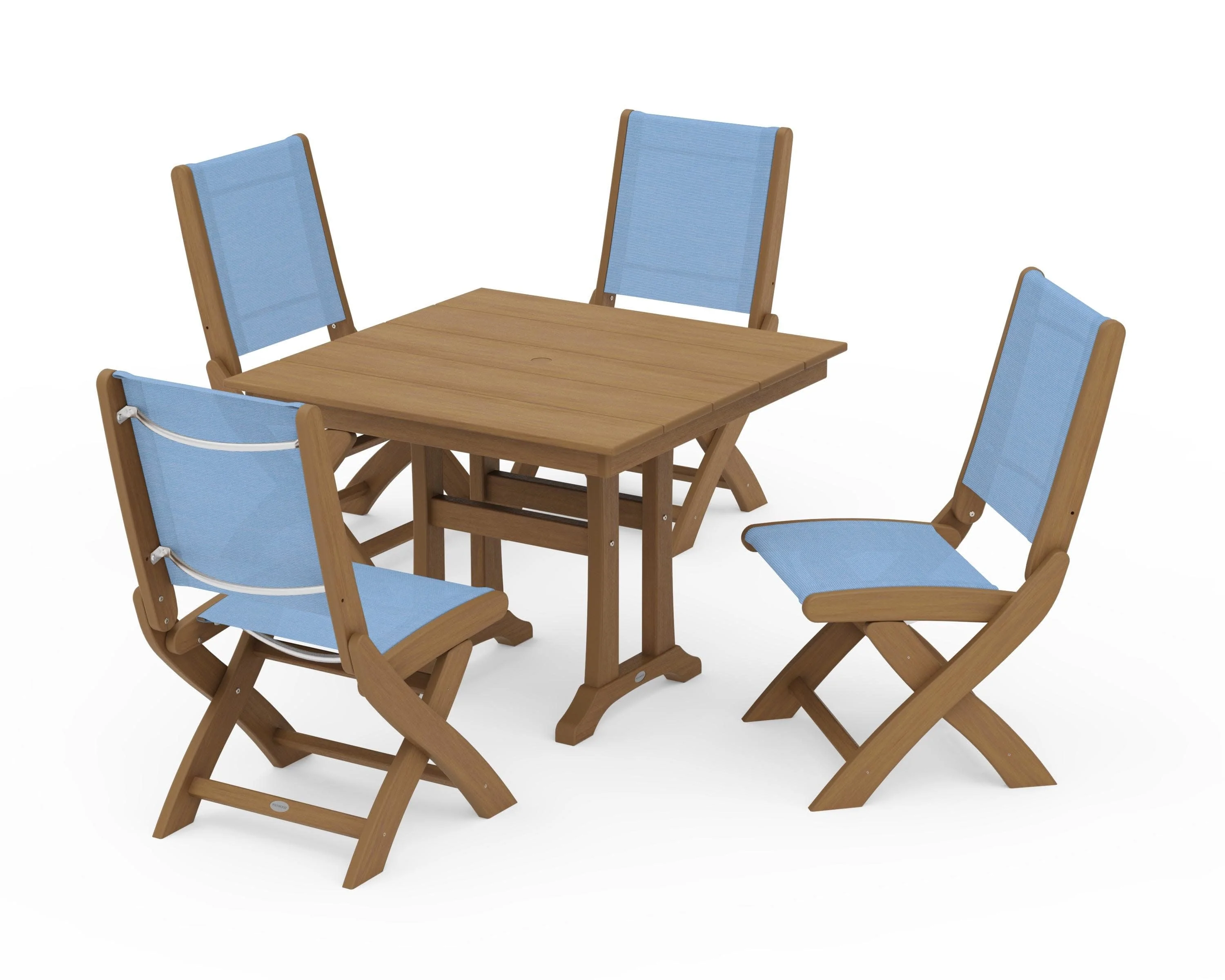 Coastal Folding Side Chair 5-Piece Farmhouse Dining Set With Trestle Legs - Image 136