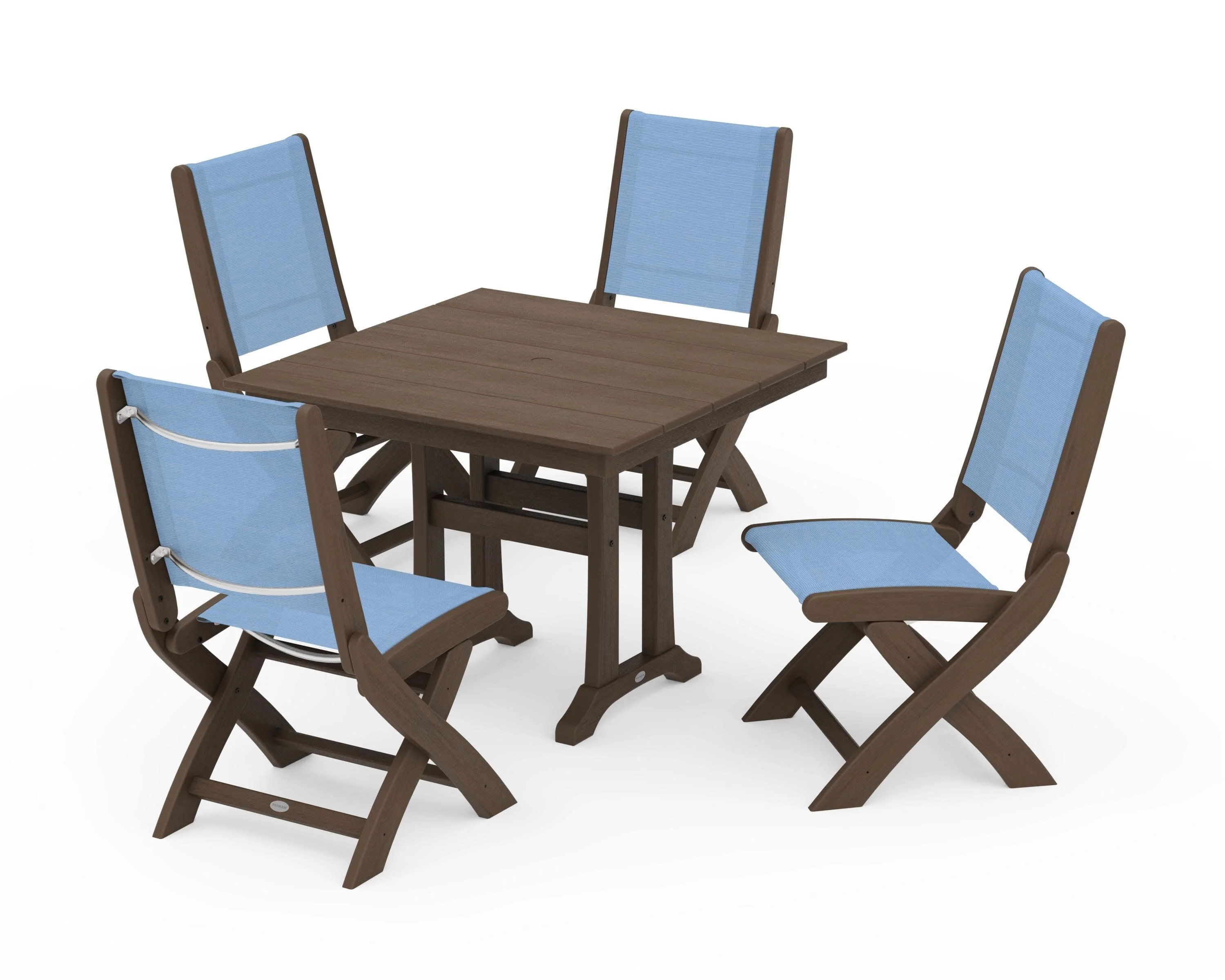 Coastal Folding Side Chair 5-Piece Farmhouse Dining Set With Trestle Legs - Image 137